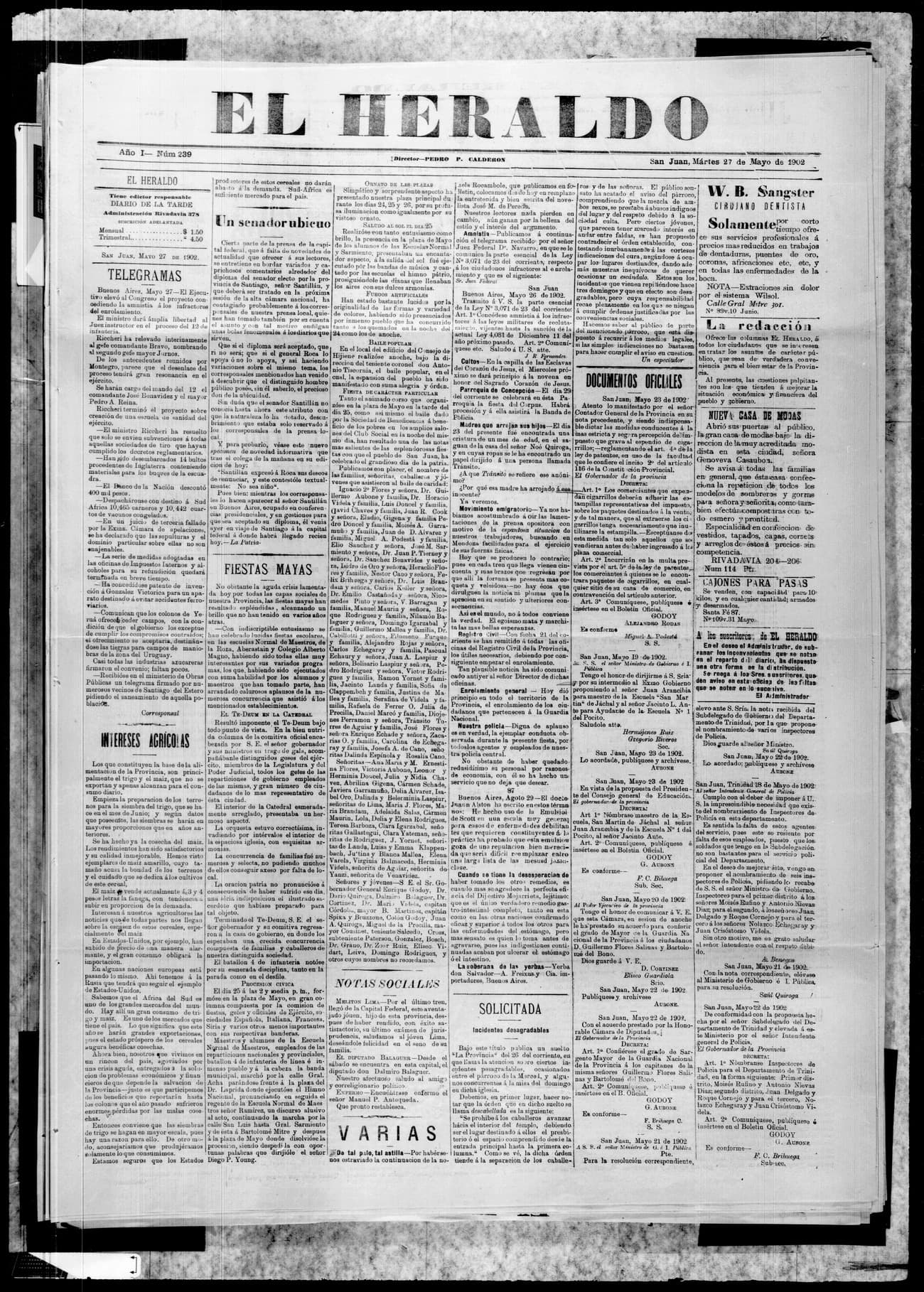 Portada · 27 de Mayo de 1902