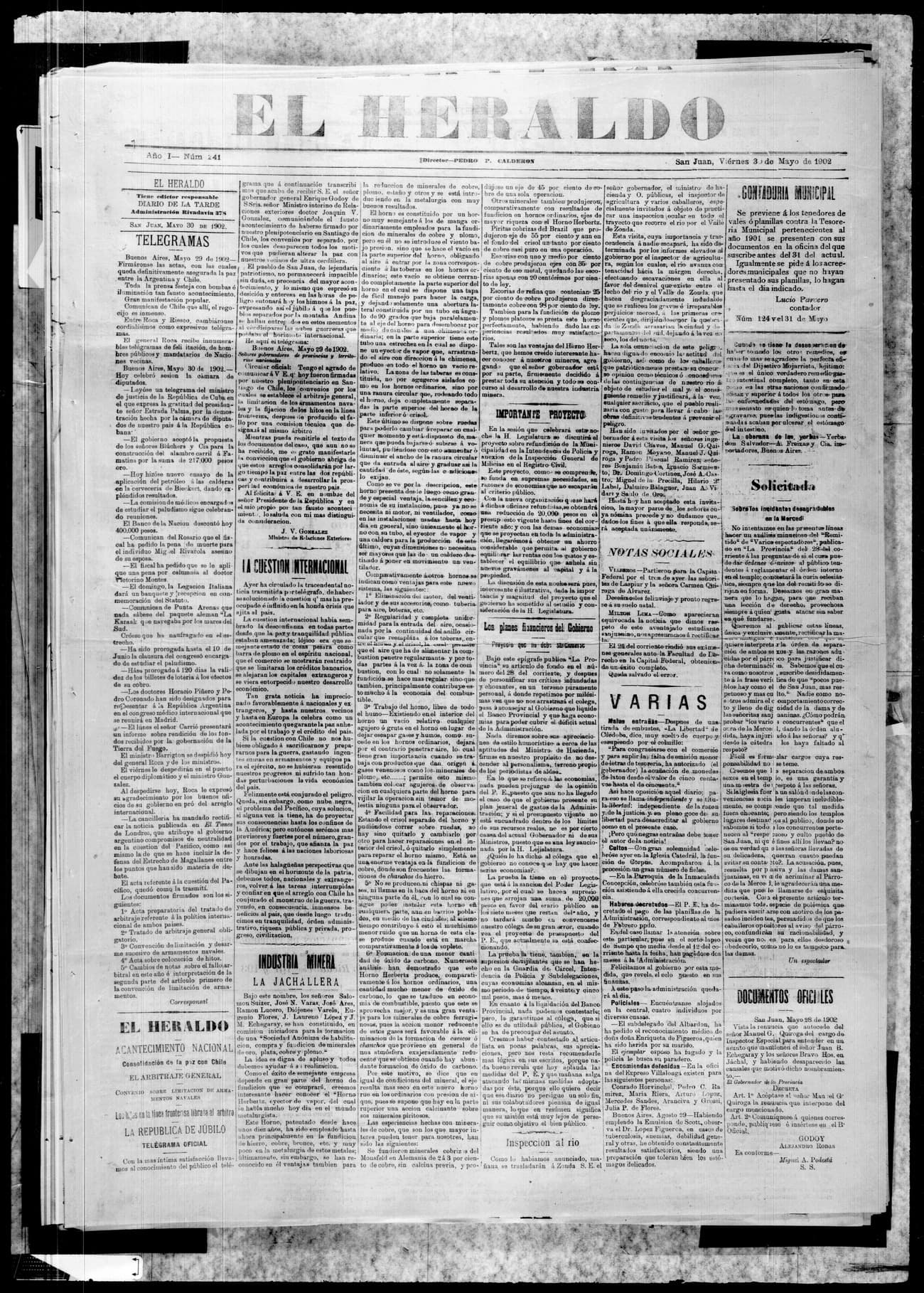 Portada · 30 de Mayo de 1902