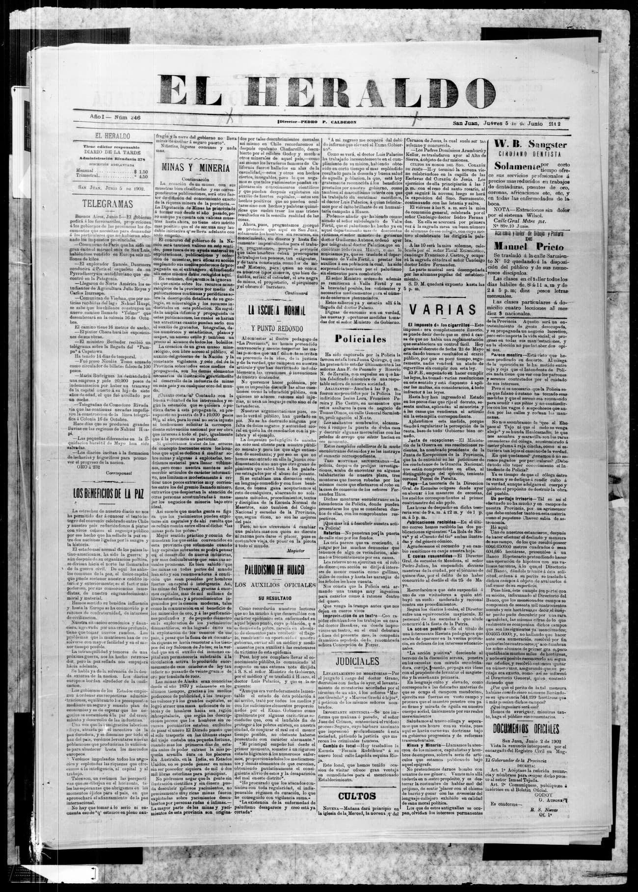 Portada · 5 de Junio de 1902