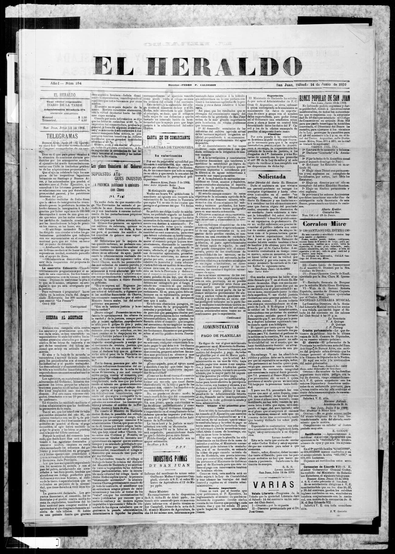 Portada · 14 de Junio de 1902