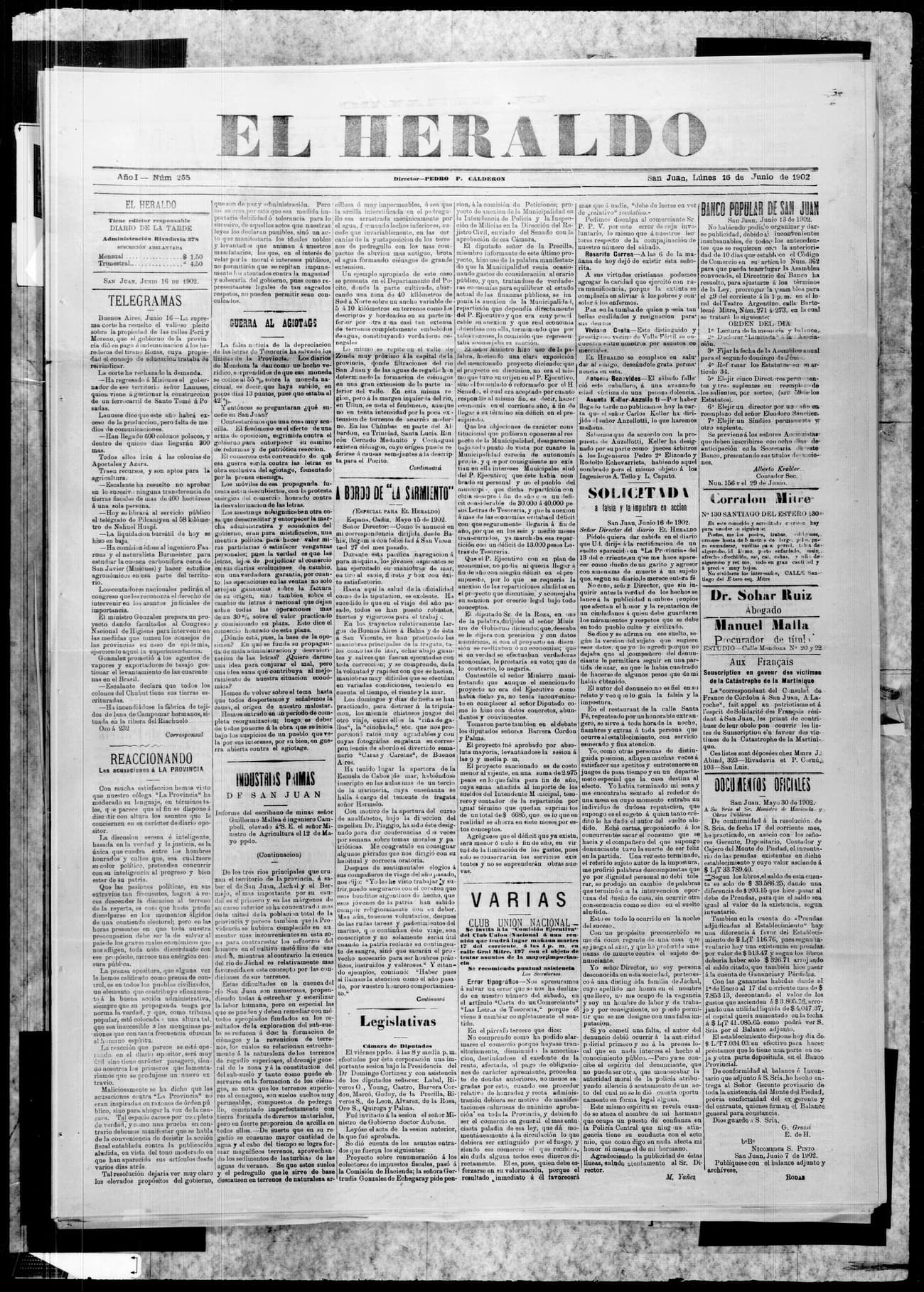Portada · 16 de Junio de 1902