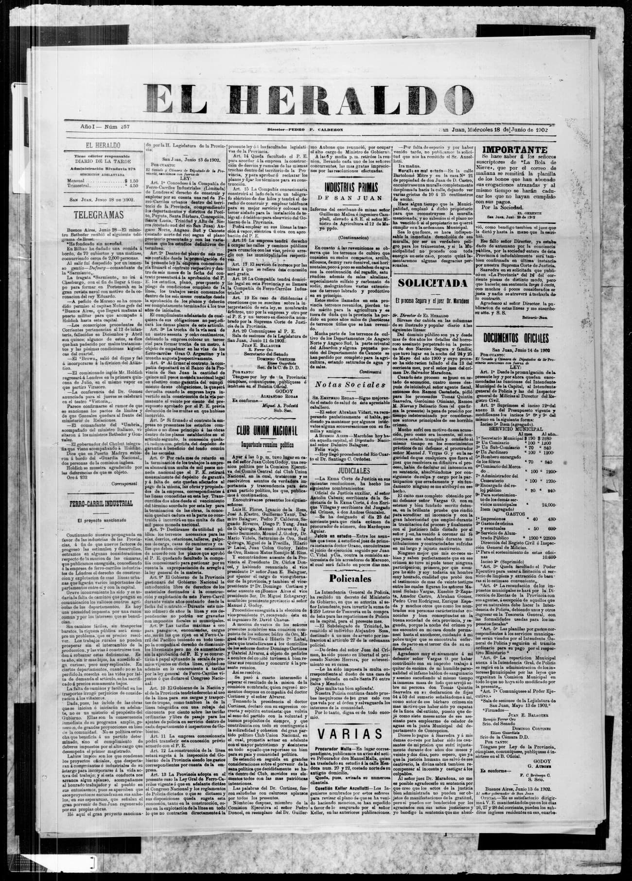 Portada · 18 de Junio de 1902