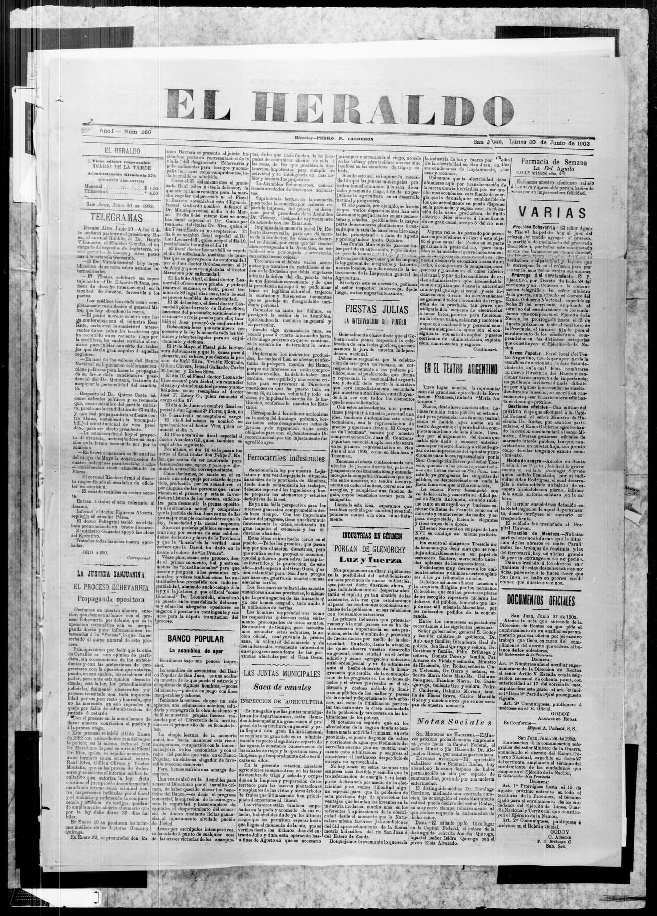 Portada · 30 de Junio de 1902