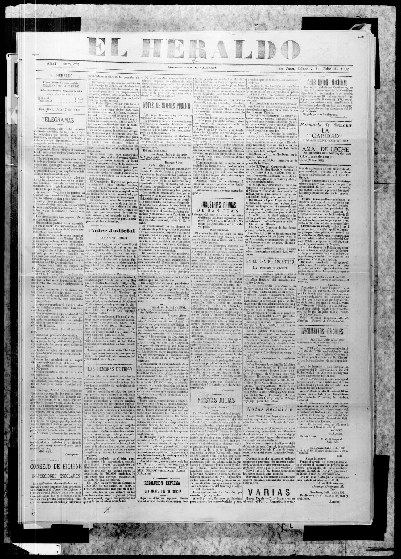 Portada · 7 de Julio de 1902