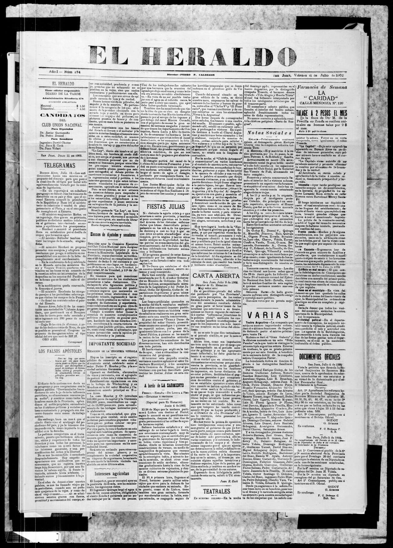 Portada · 11 de Julio de 1902