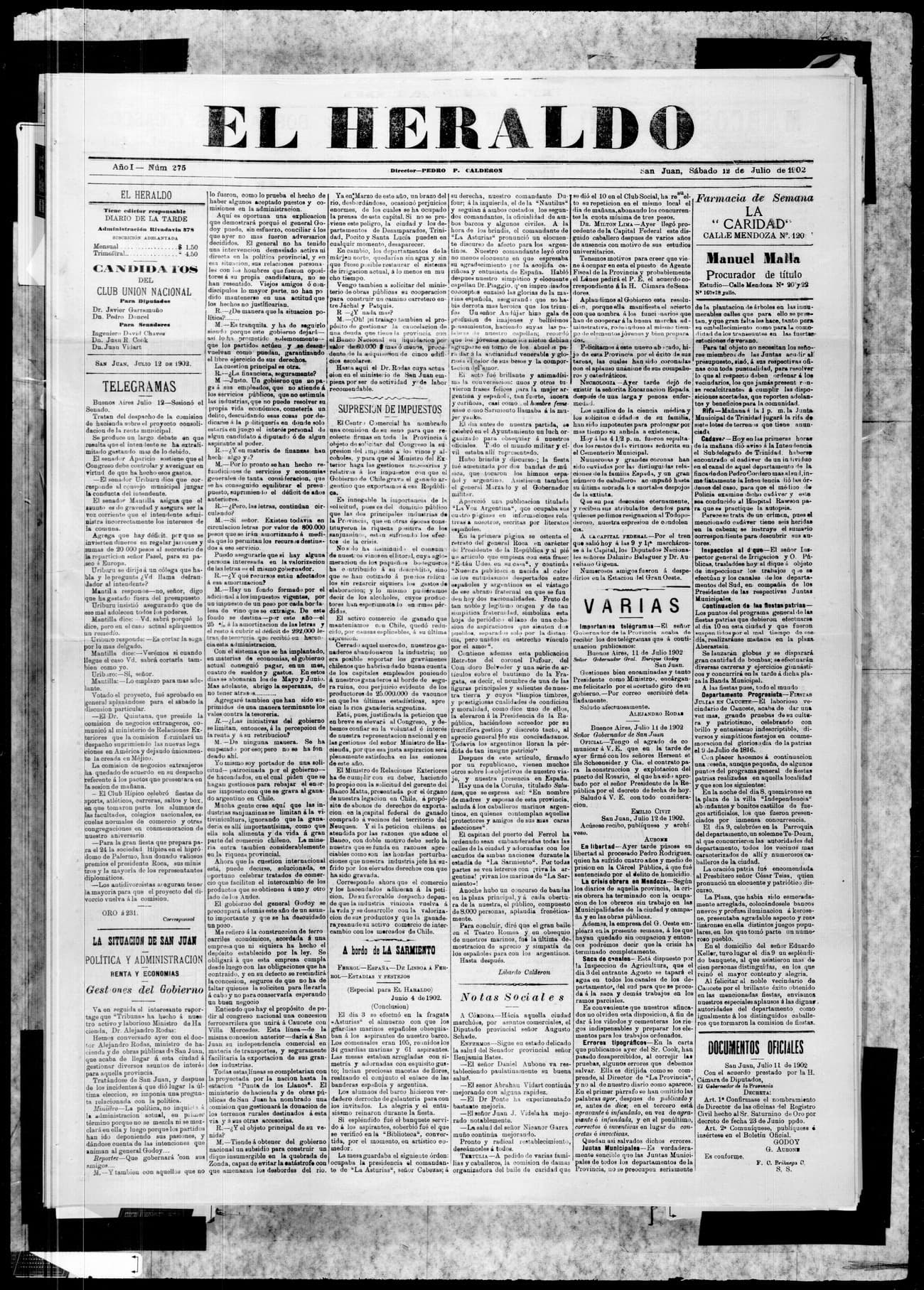 Portada · 12 de Julio de 1902