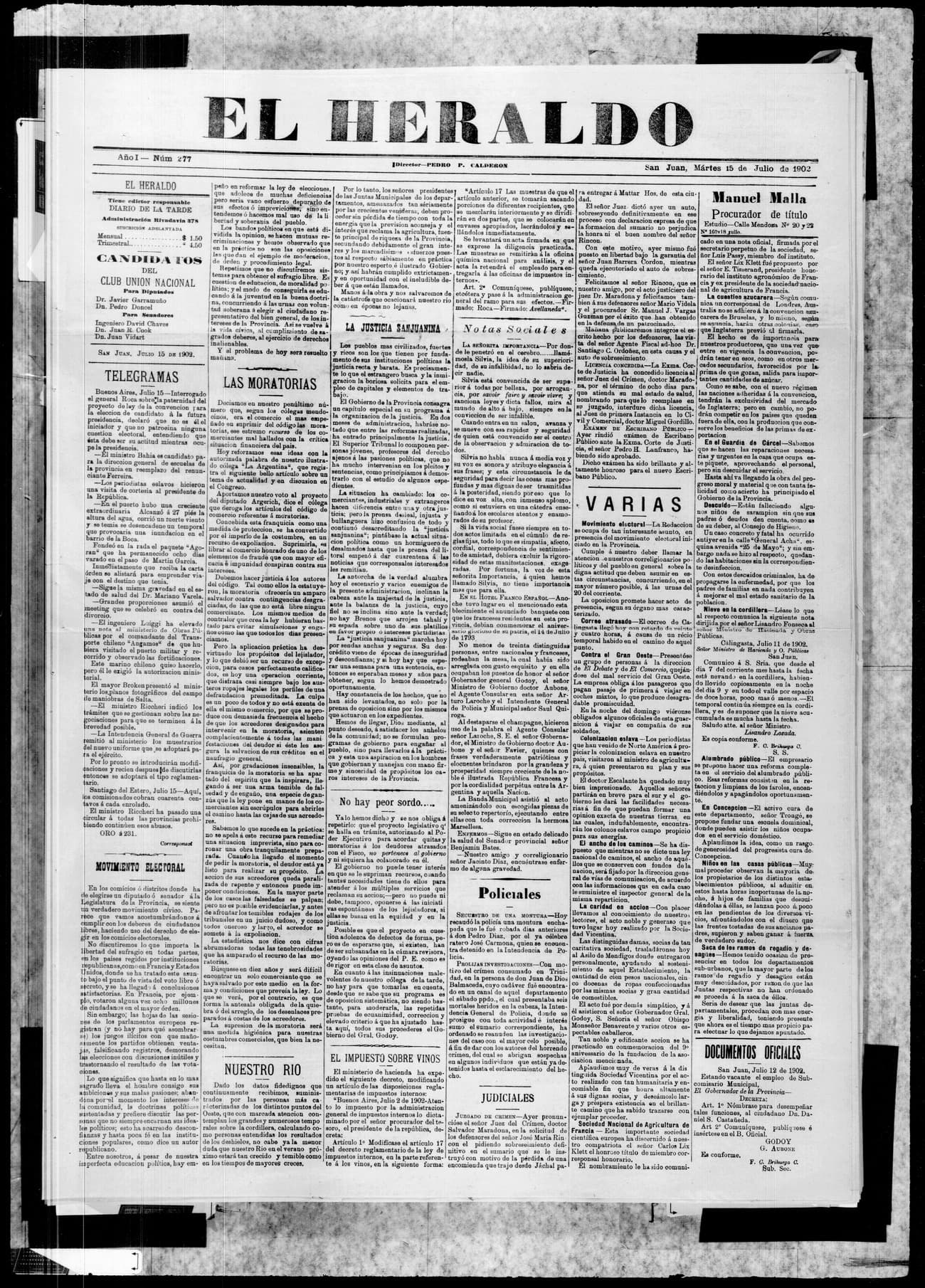 Portada · 15 de Julio de 1902