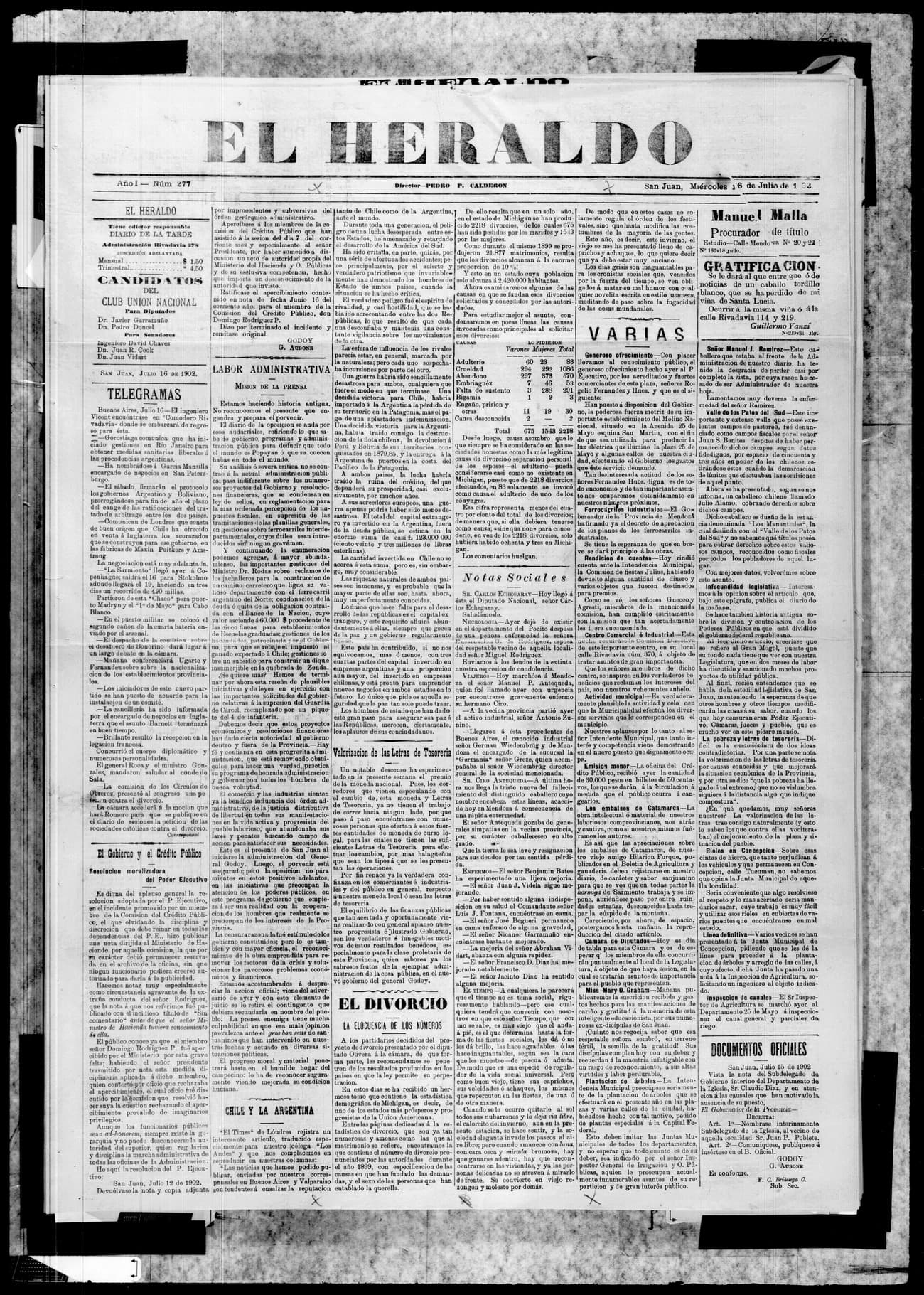 Portada · 16 de Julio de 1902