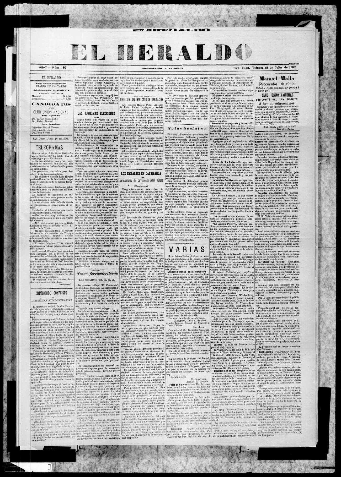 Portada · 18 de Julio de 1902