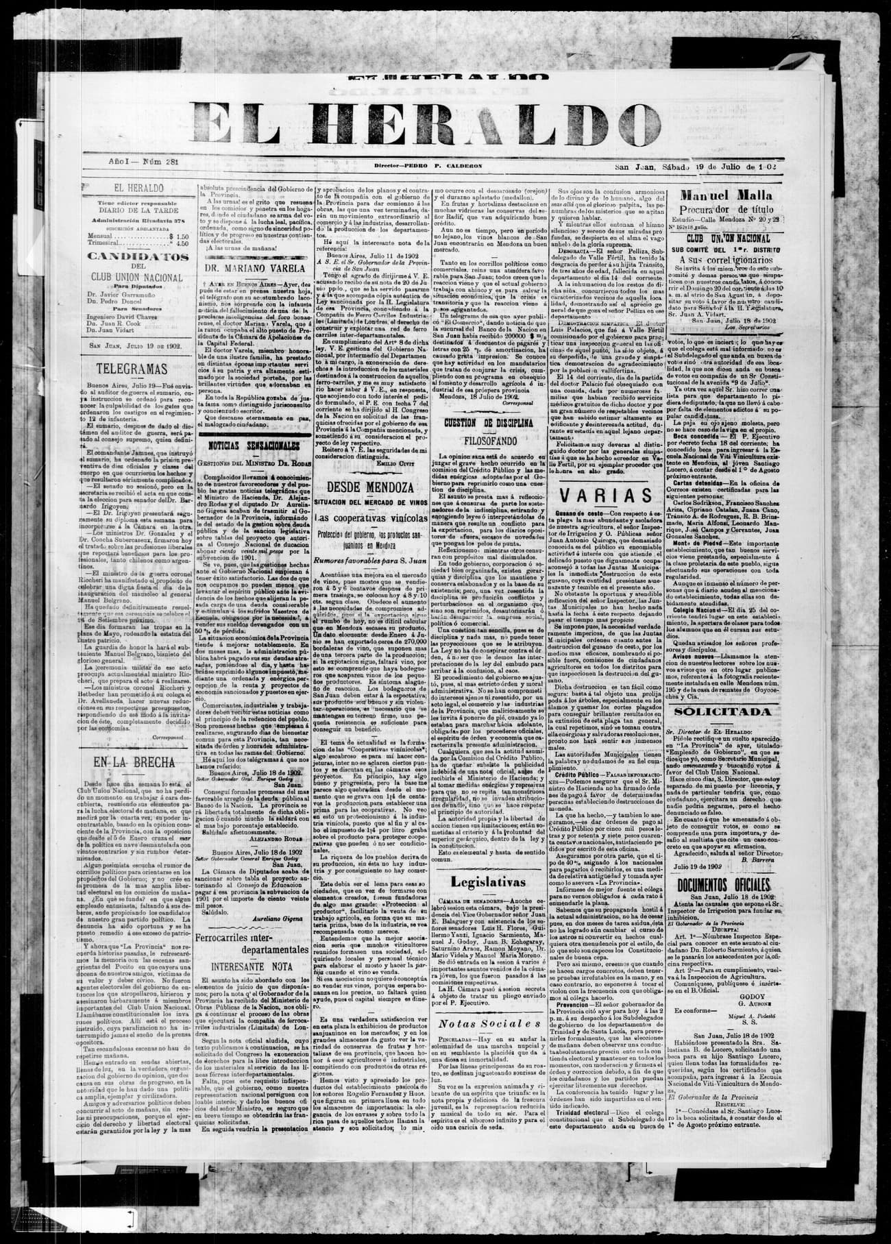 Portada · 19 de Julio de 1902