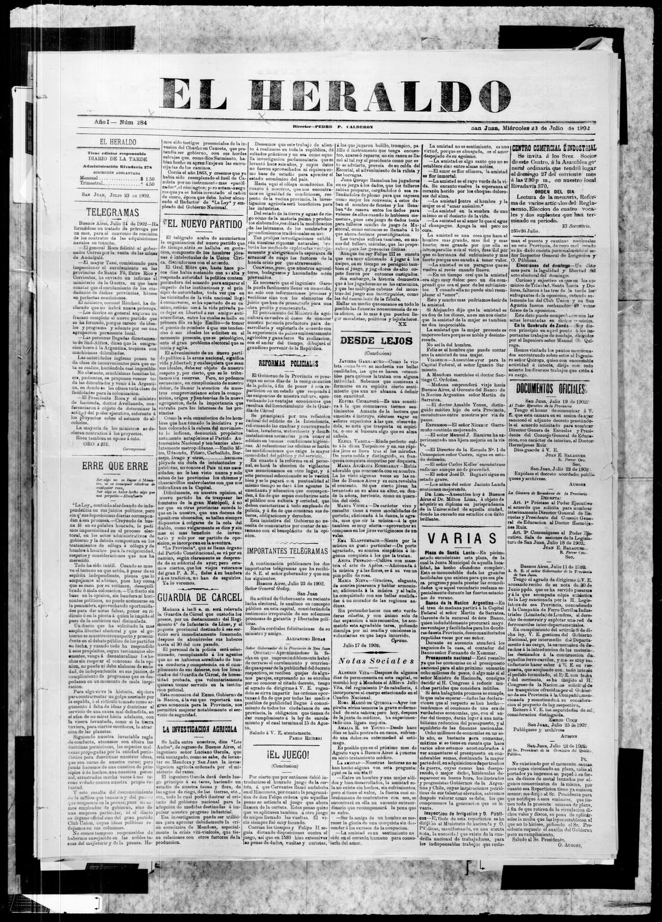 Portada · 23 de Julio de 1902