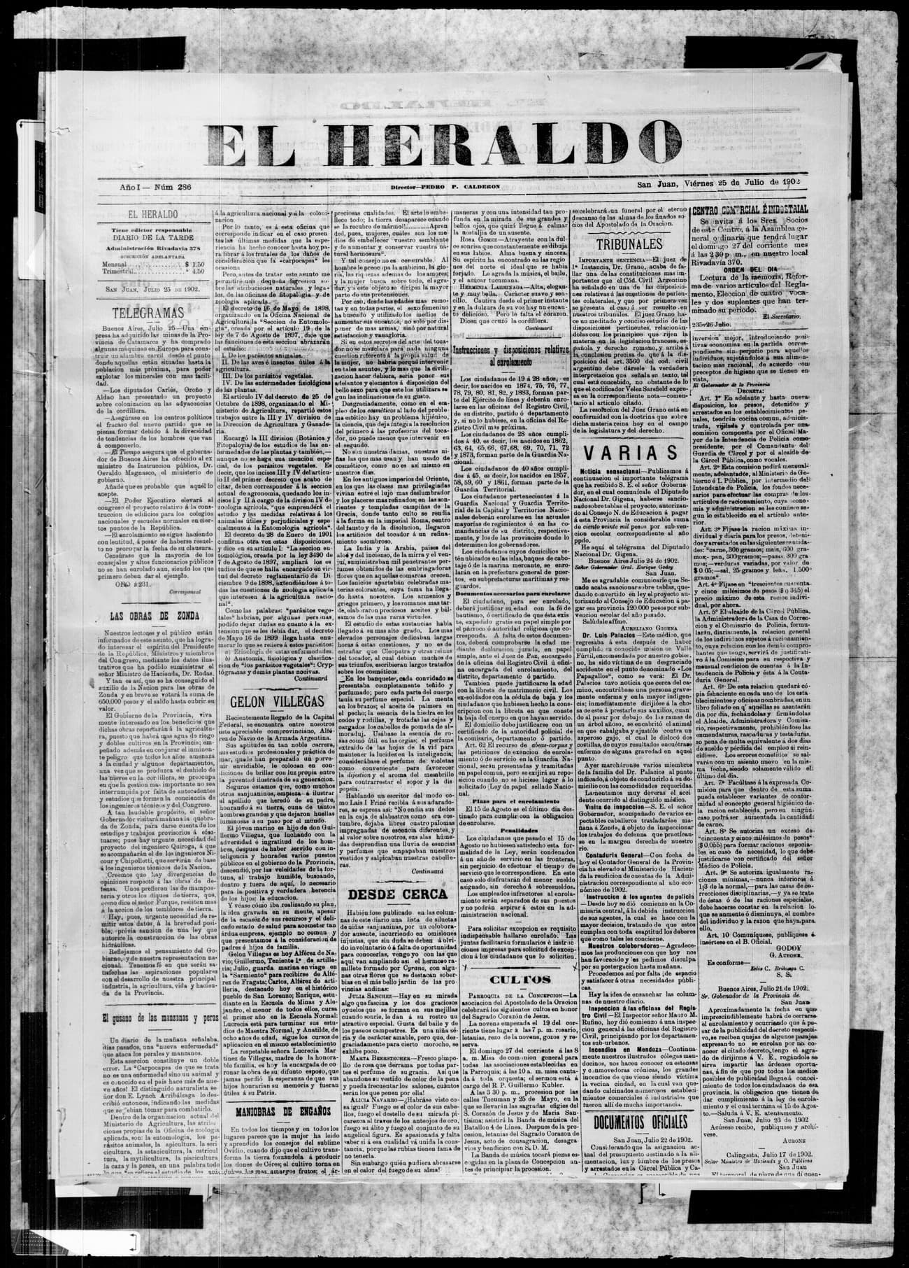 Portada · 25 de Julio de 1902