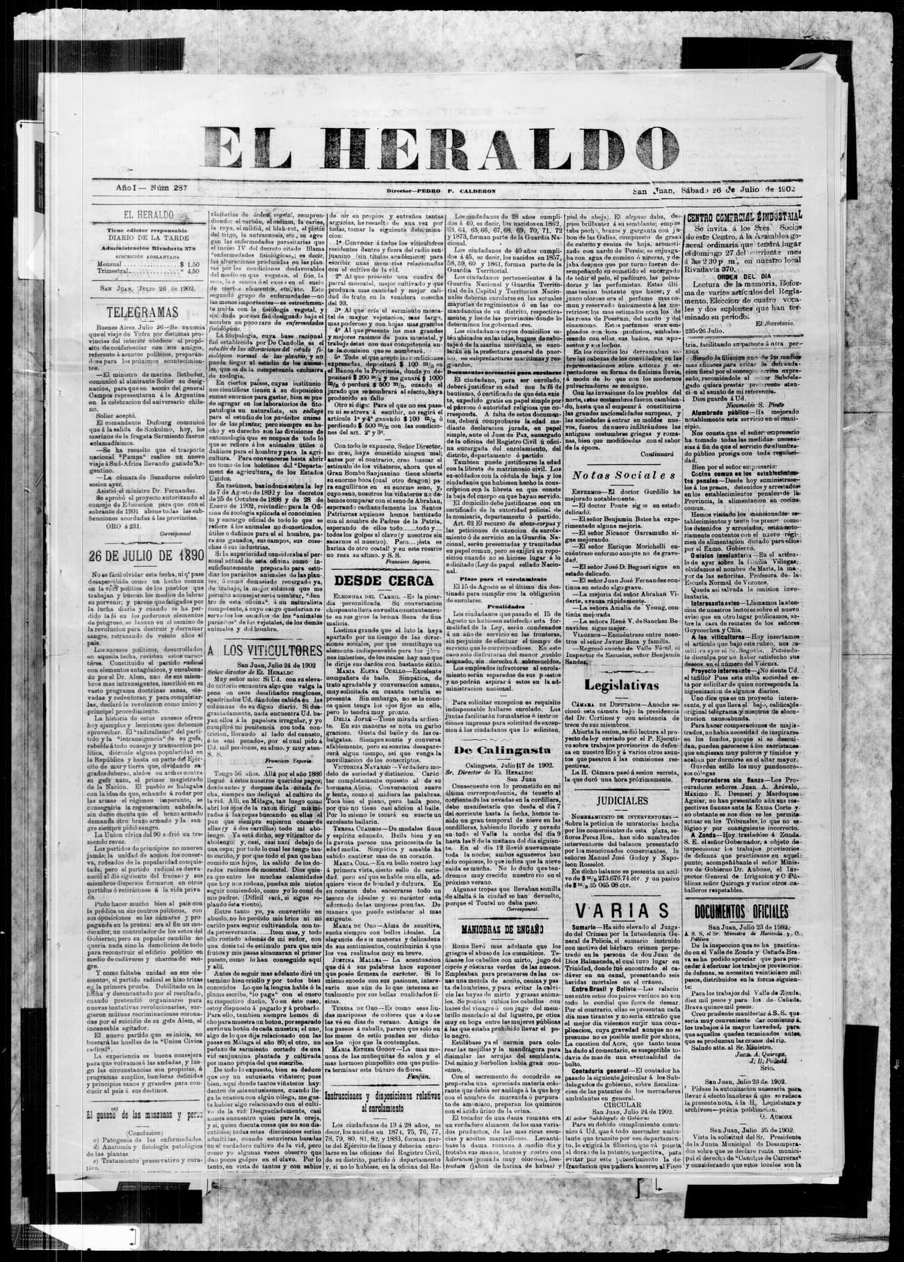 Portada · 26 de Julio de 1902