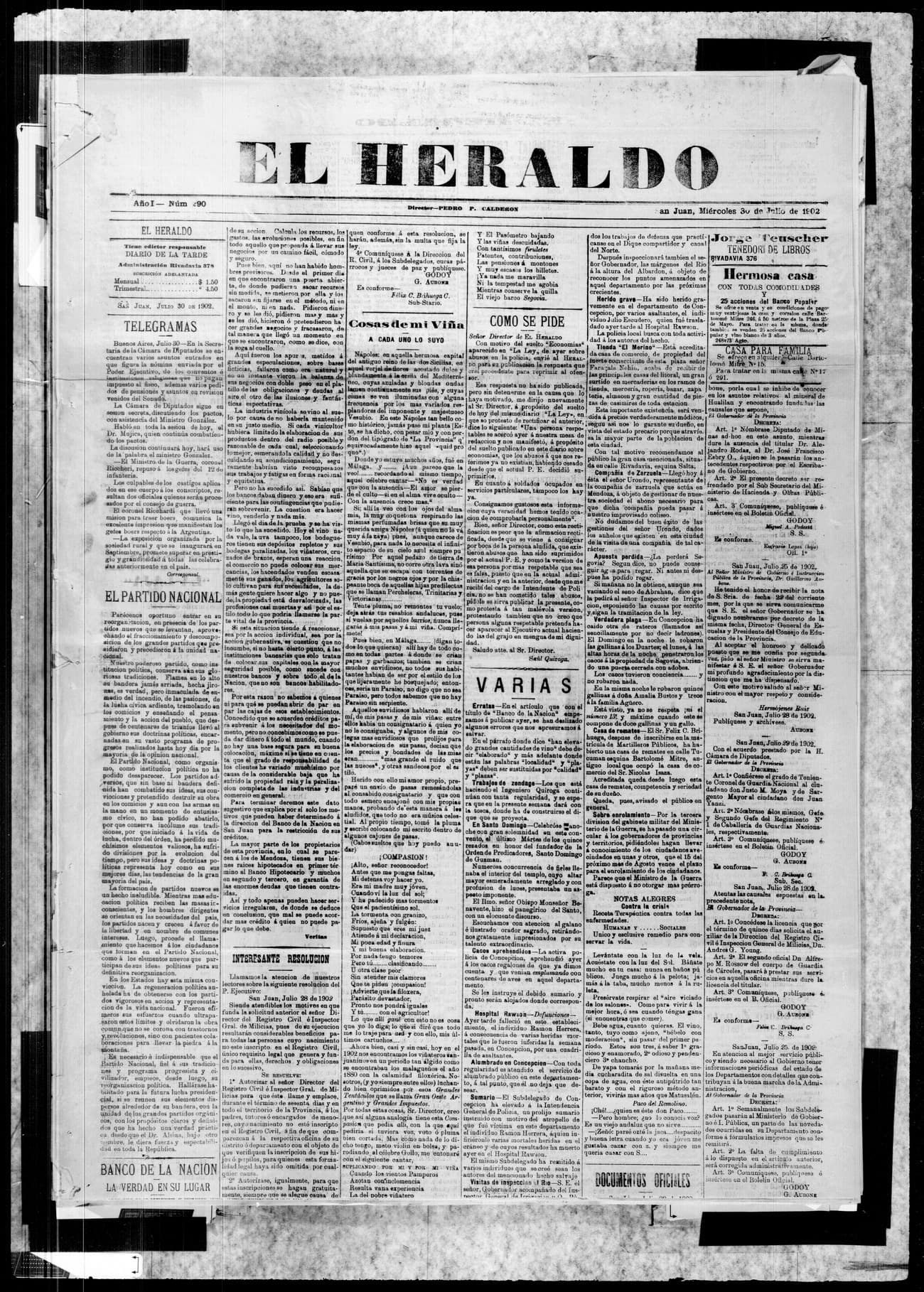 Portada · 30 de Julio de 1902