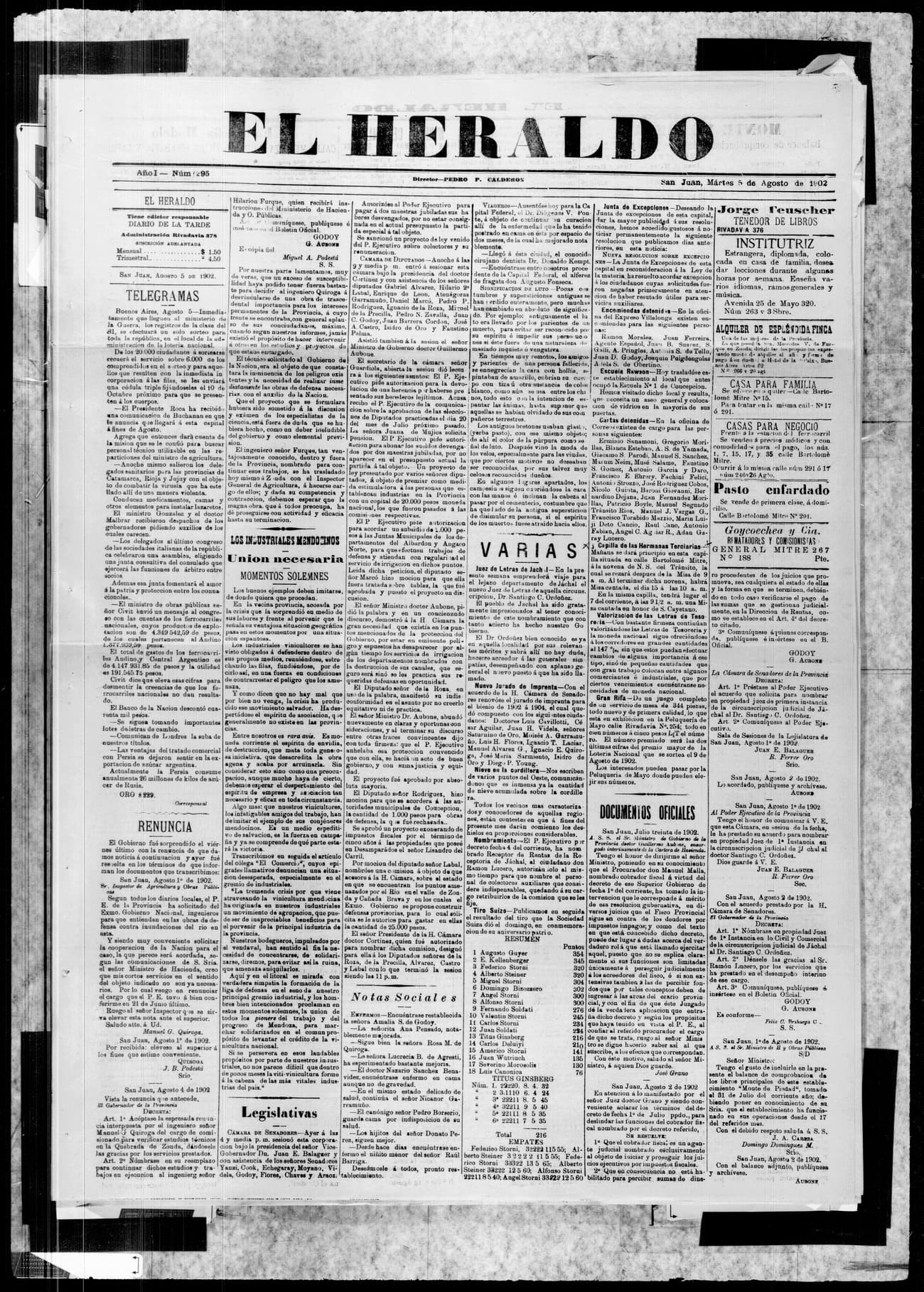 Portada · 5 de Agosto de 1902