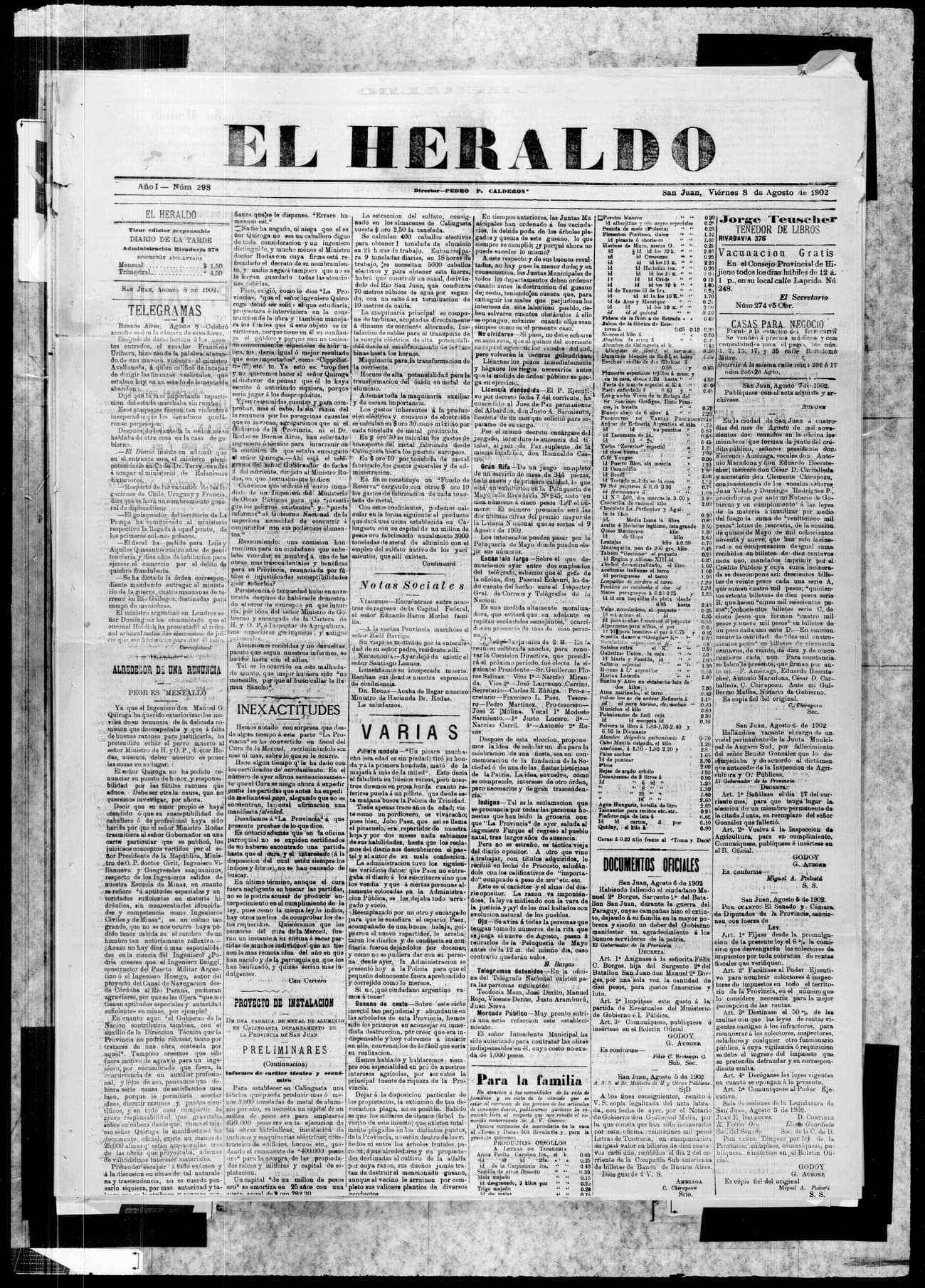 Portada · 8 de Agosto de 1902