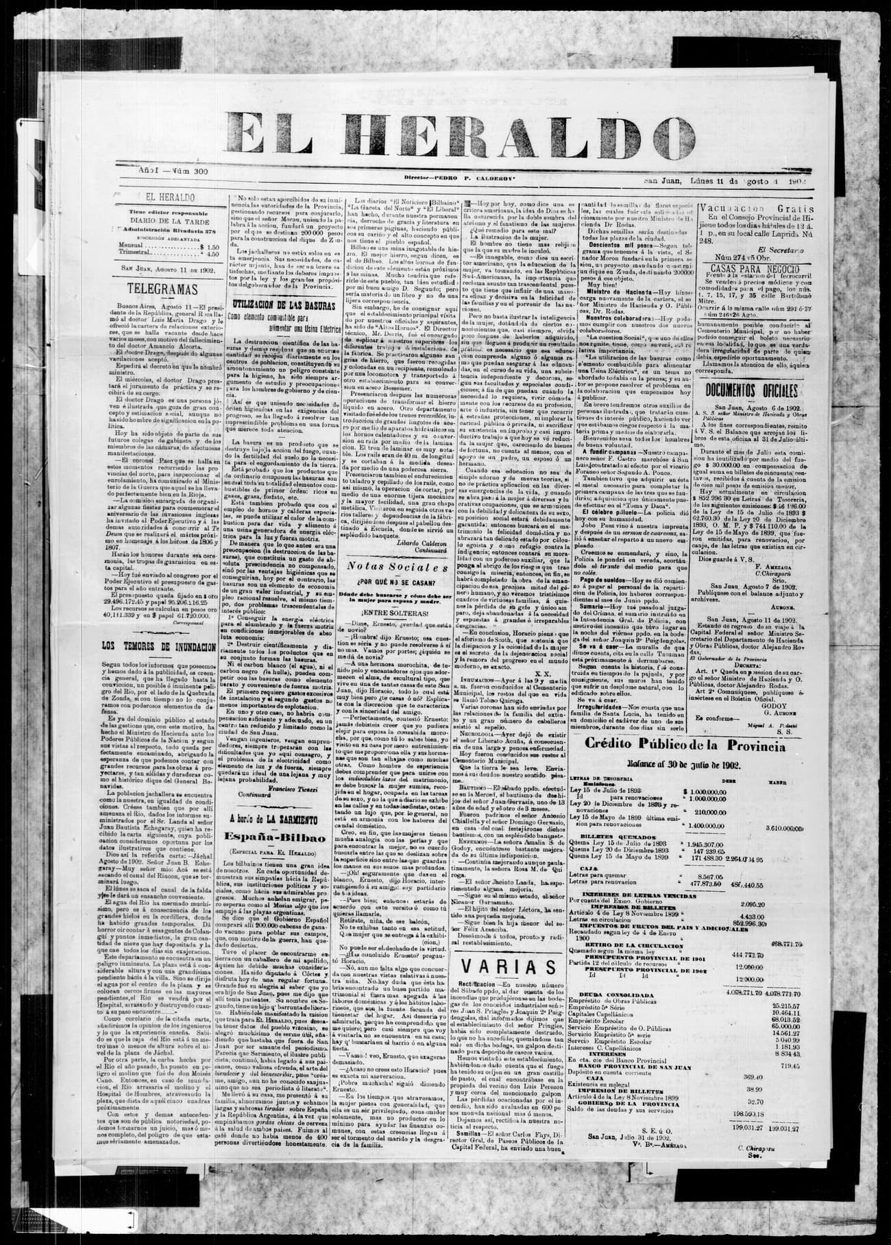 Portada · 11 de Agosto de 1902