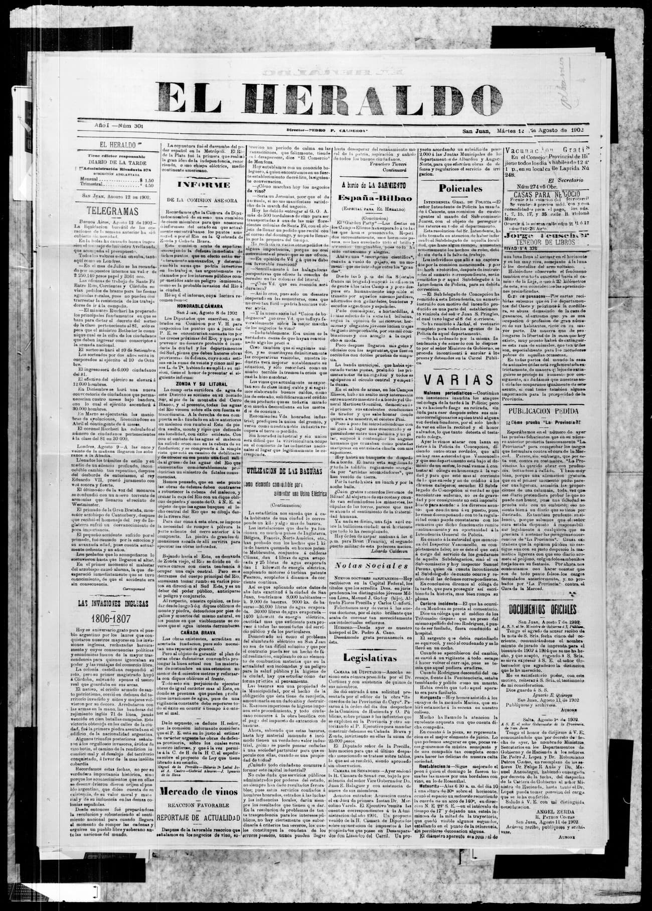 Portada · 12 de Agosto de 1902
