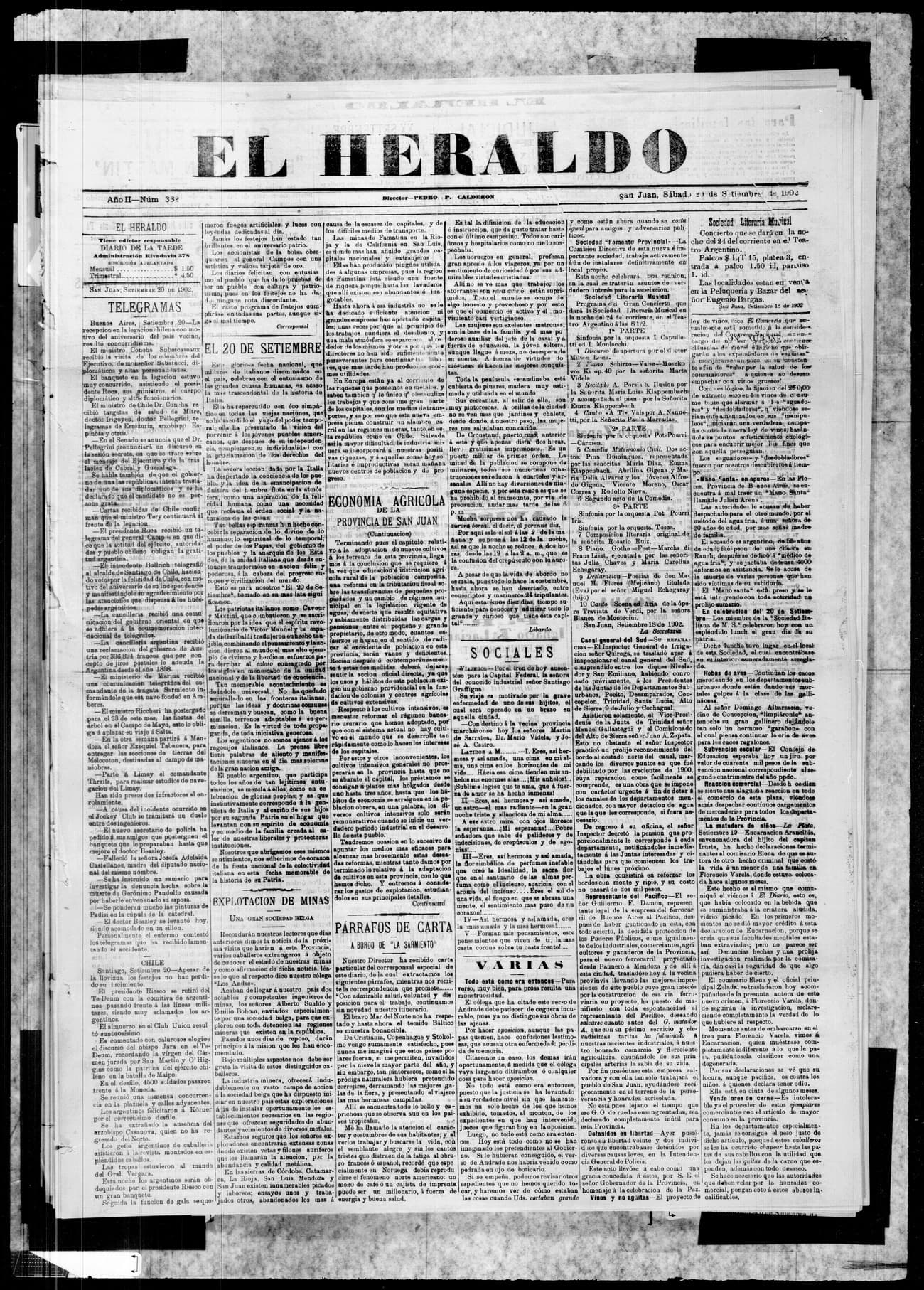 Portada · 20 de Septiembre de 1902