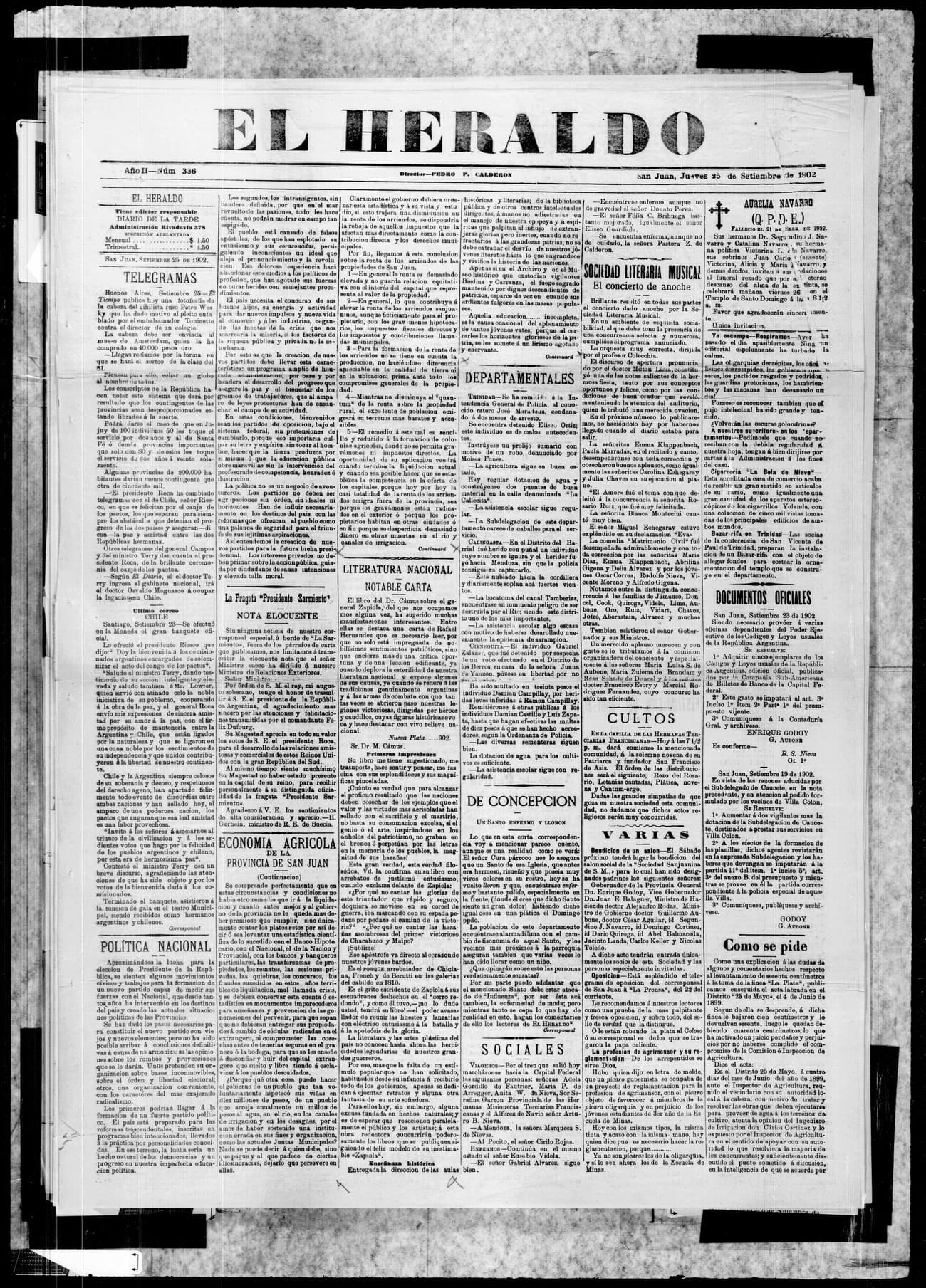 Portada · 25 de Septiembre de 1902