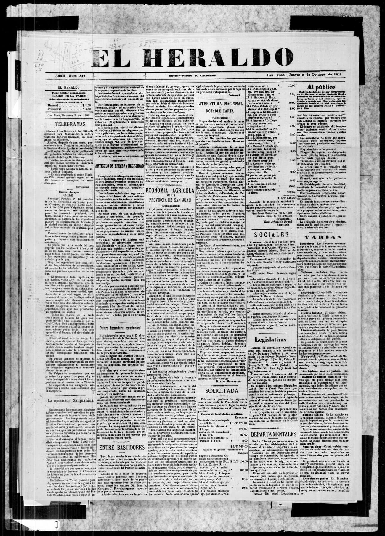 Portada · 2 de Octubre de 1902