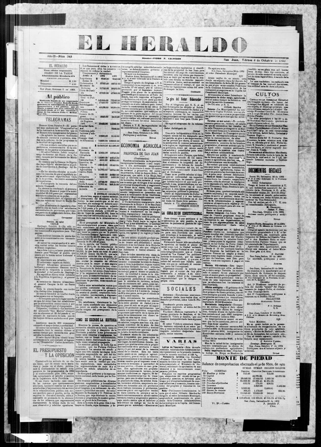 Portada · 3 de Octubre de 1902