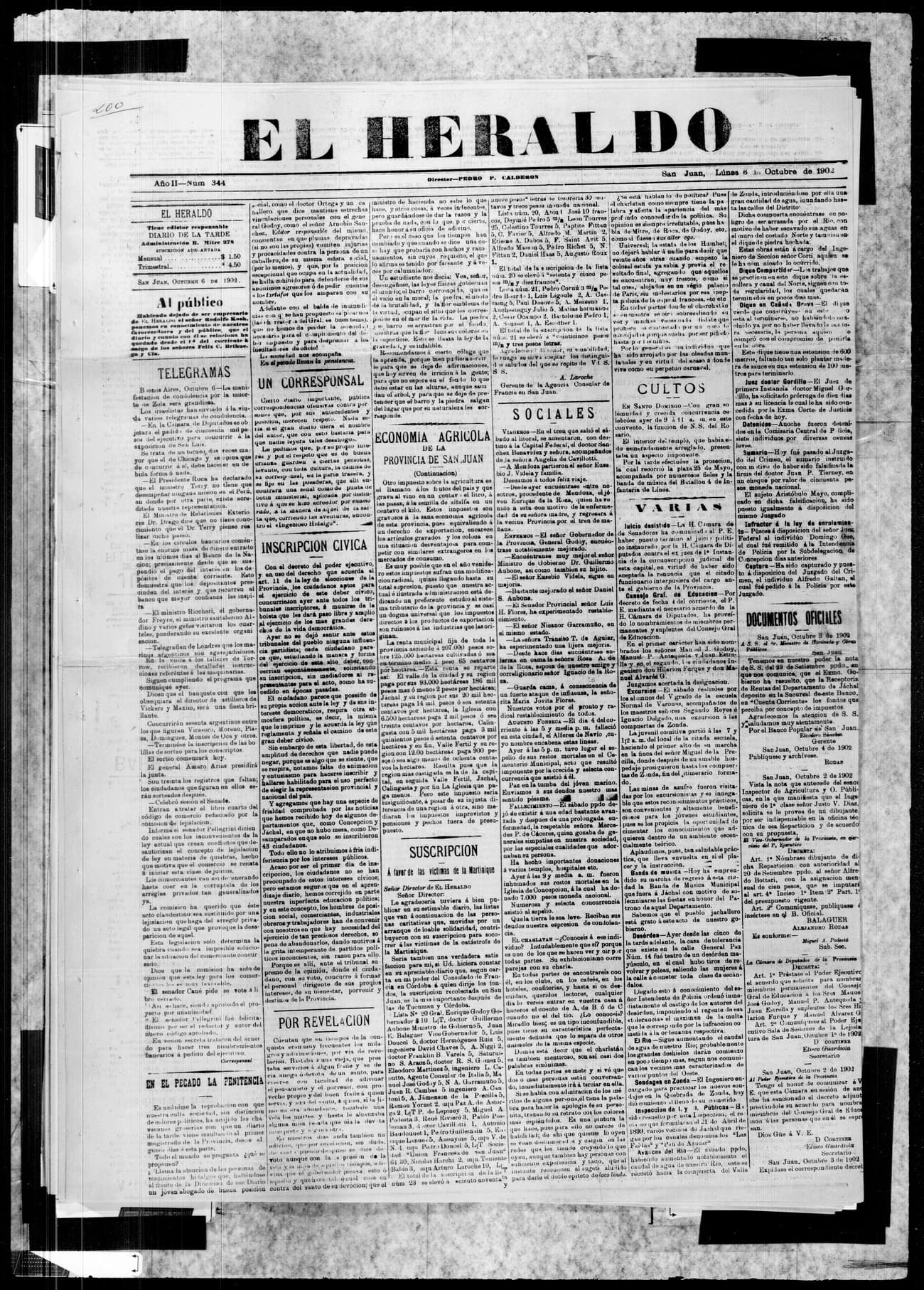Portada · 6 de Octubre de 1902