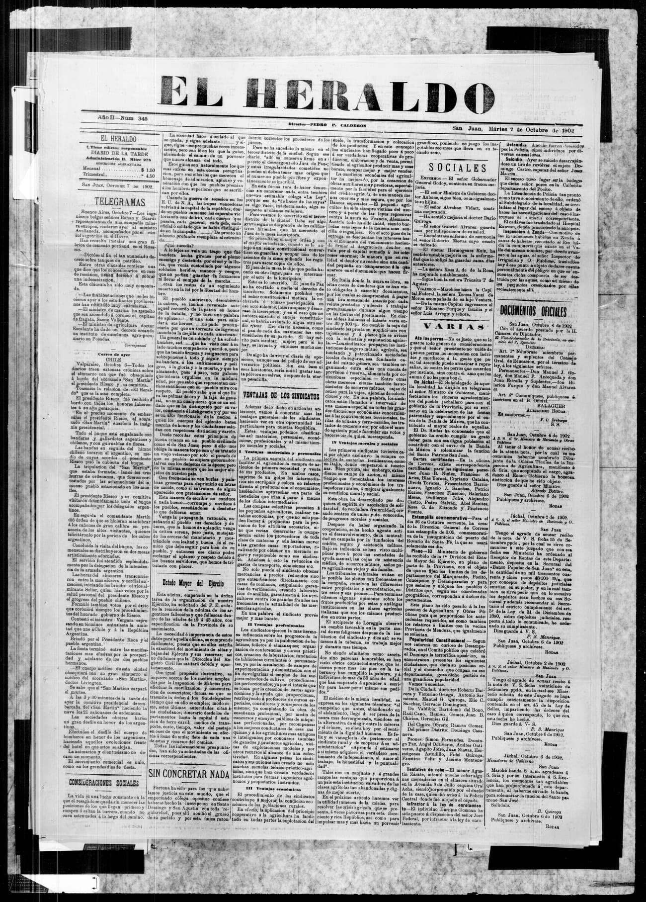 Portada · 7 de Octubre de 1902