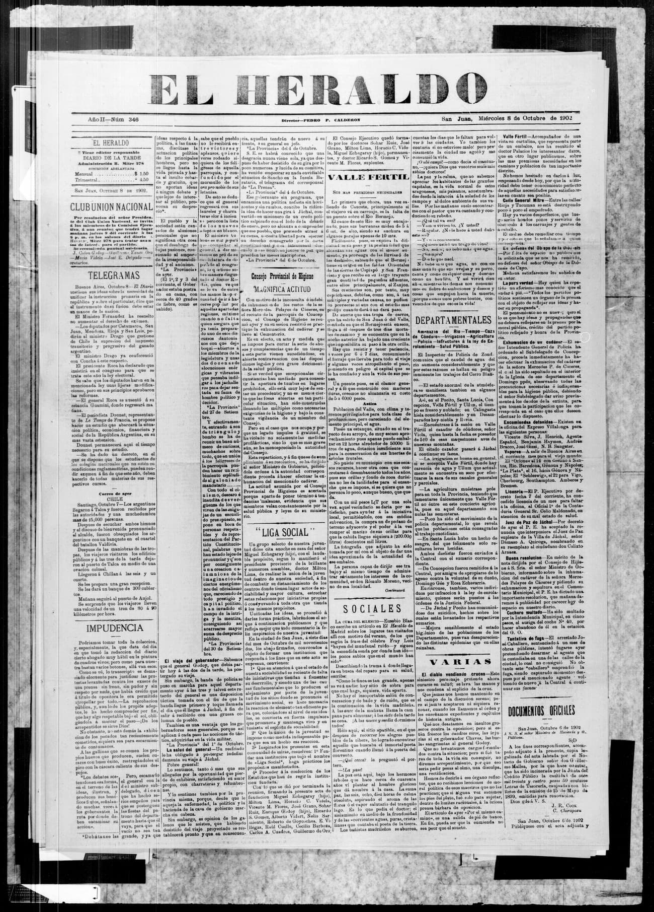 Portada · 8 de Octubre de 1902