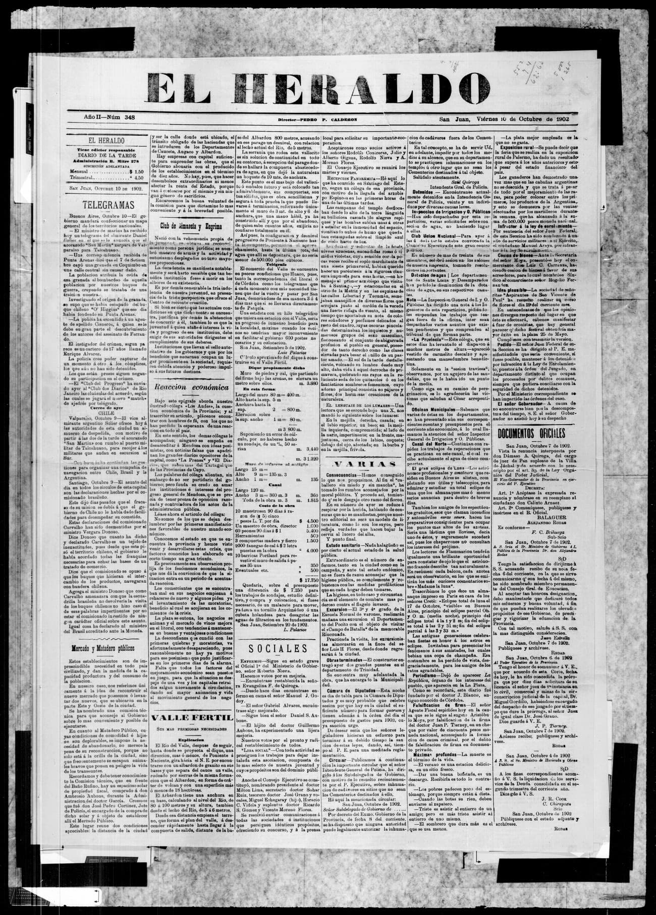 Portada · 10 de Octubre de 1902