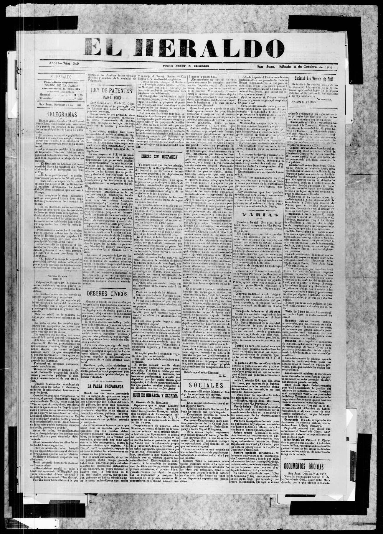Portada · 11 de Octubre de 1902