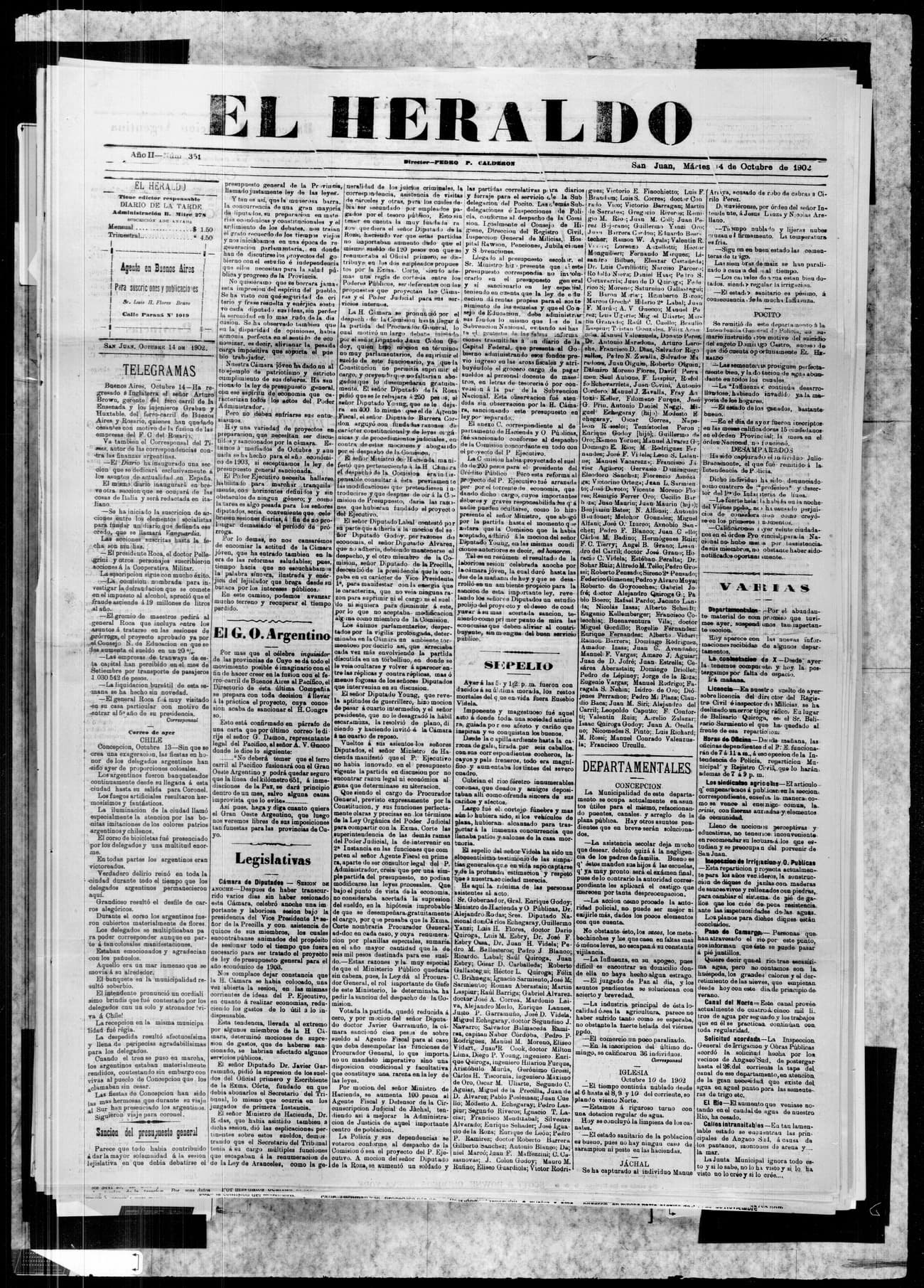 Portada · 14 de Octubre de 1902