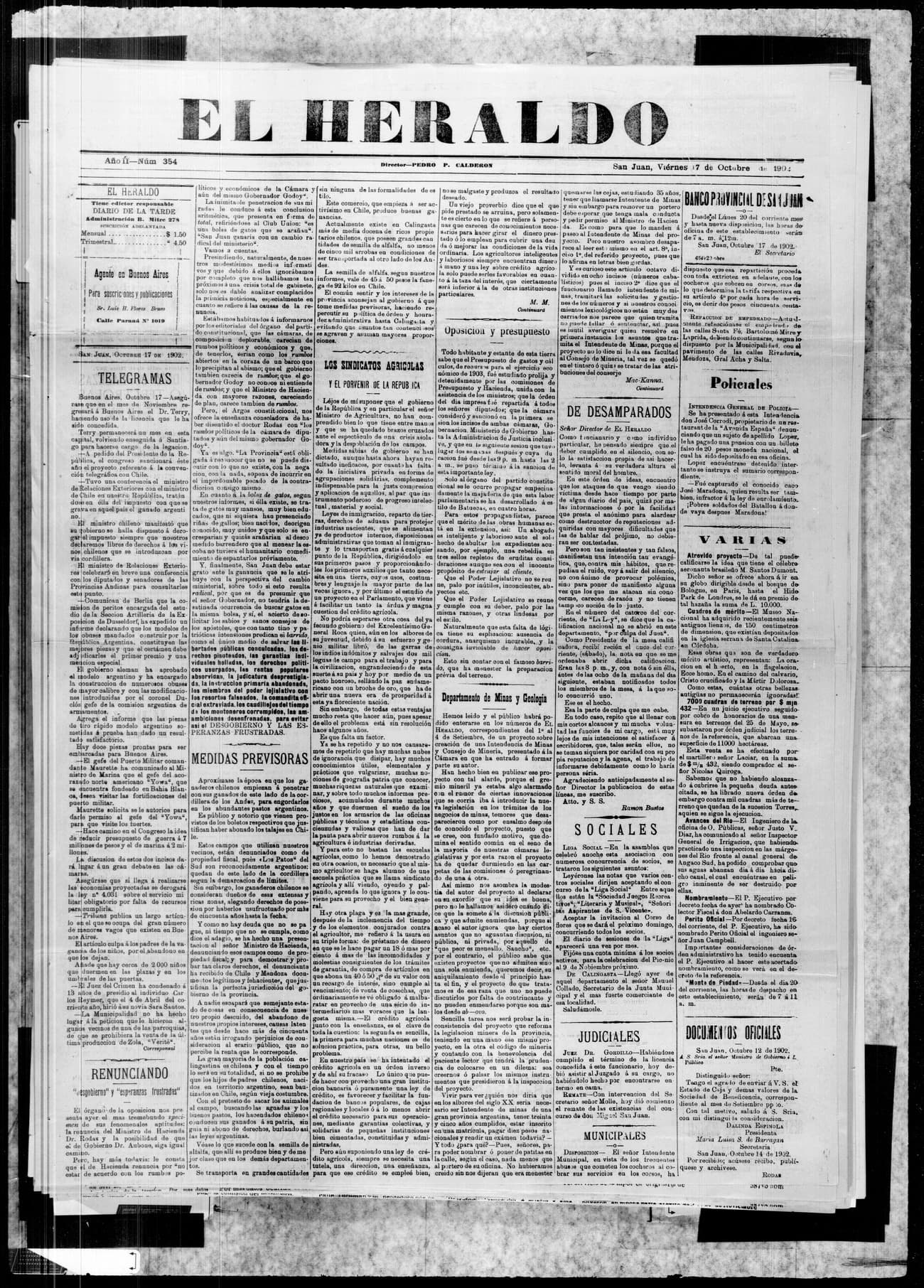 Portada · 17 de Octubre de 1902