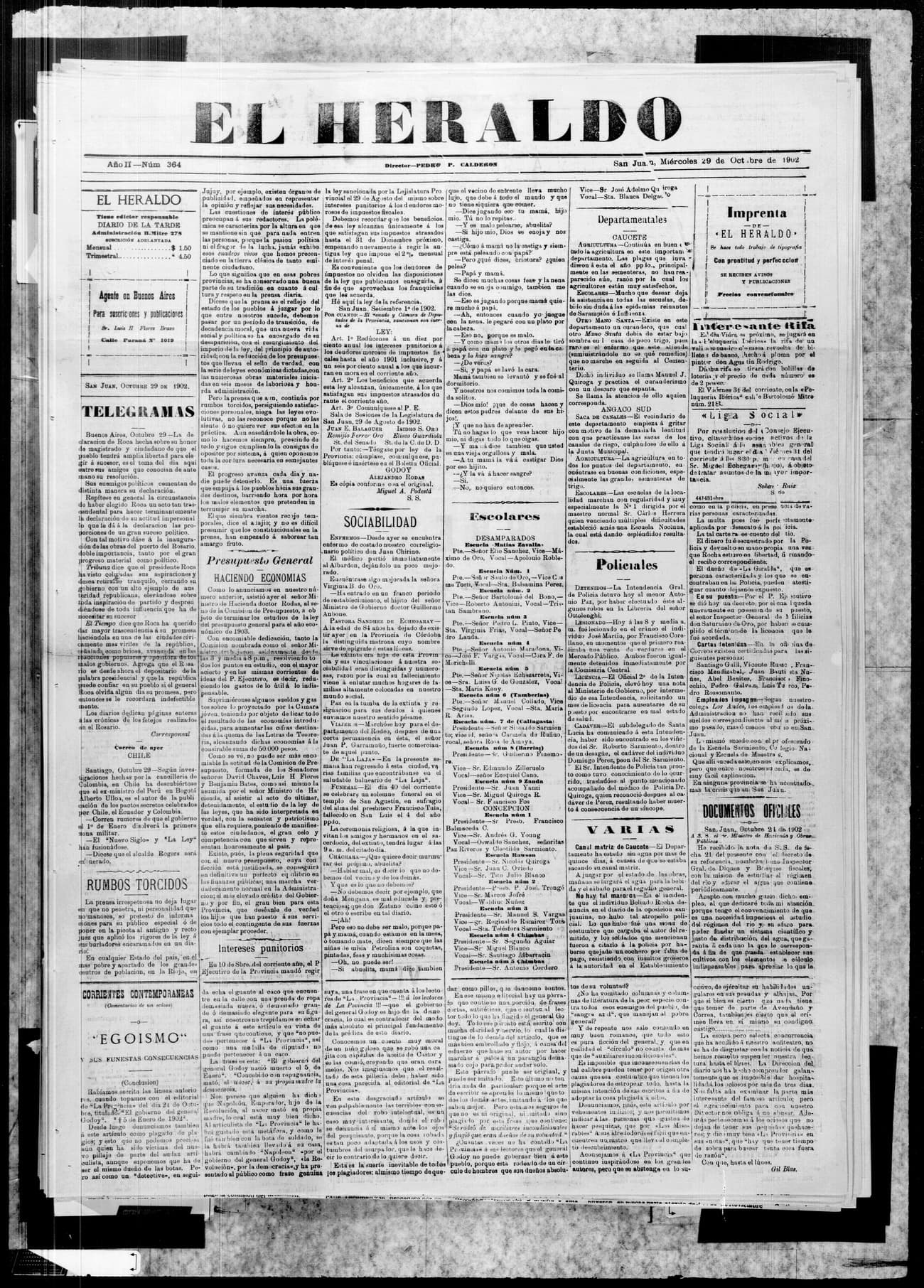 Portada · 29 de Octubre de 1902