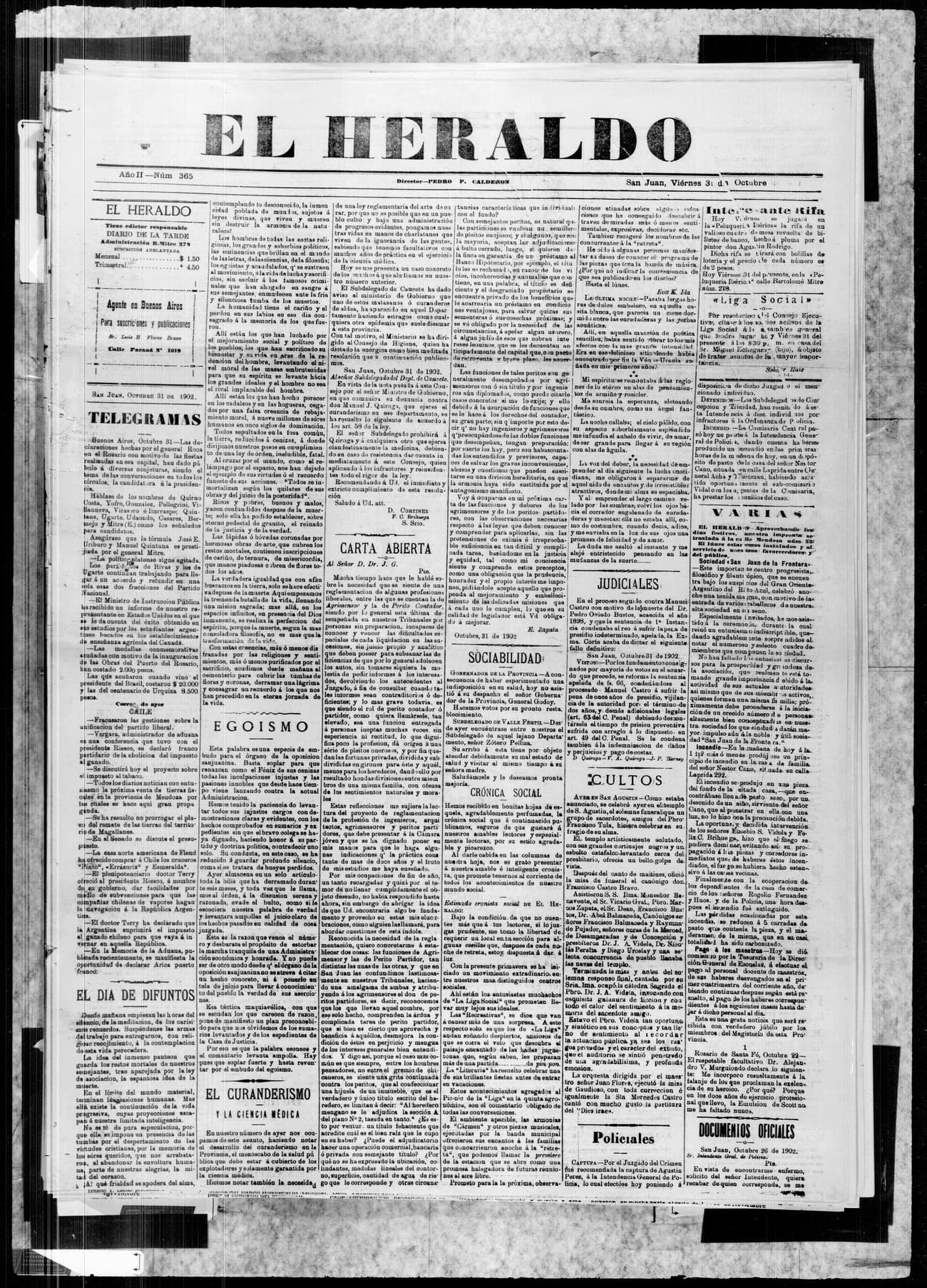 Portada · 31 de Octubre de 1902