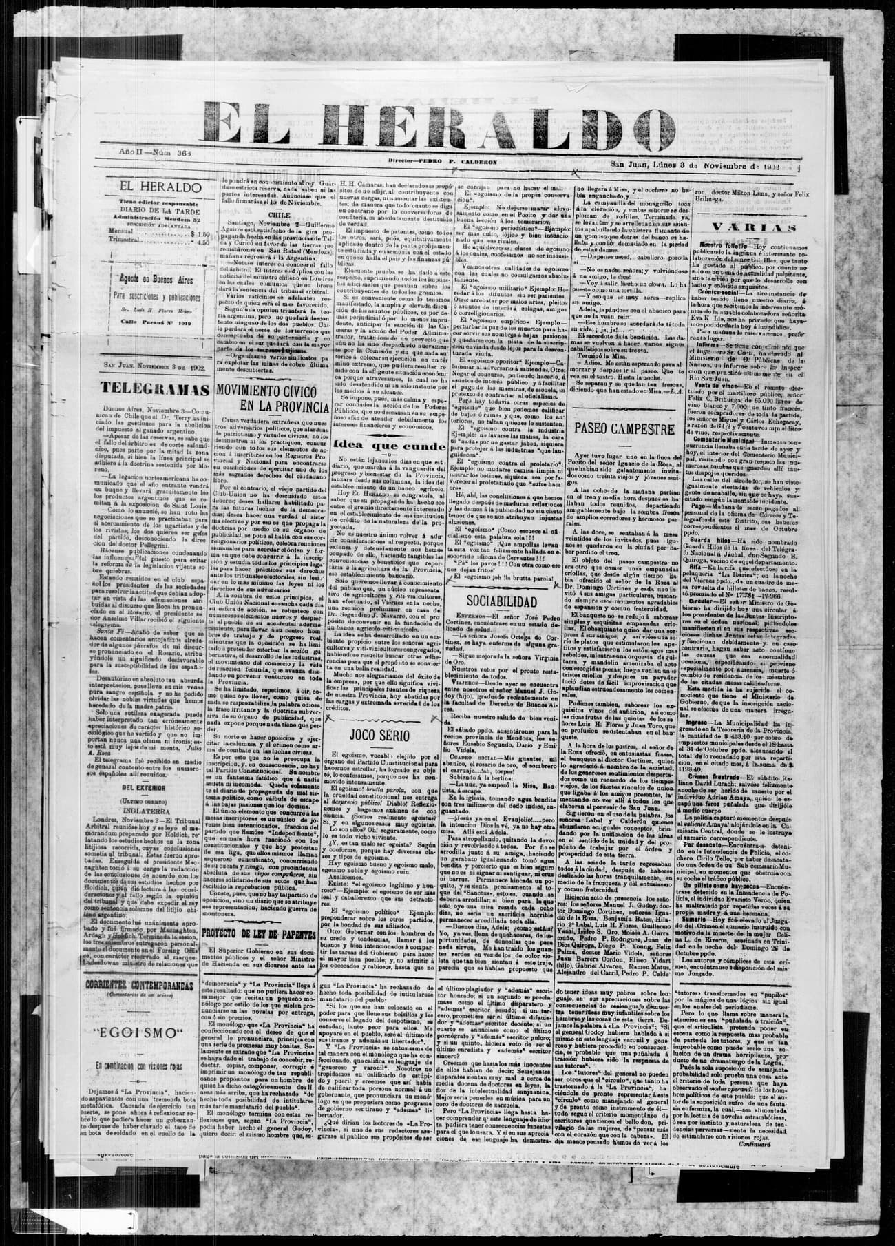 Portada · 3 de Noviembre de 1902