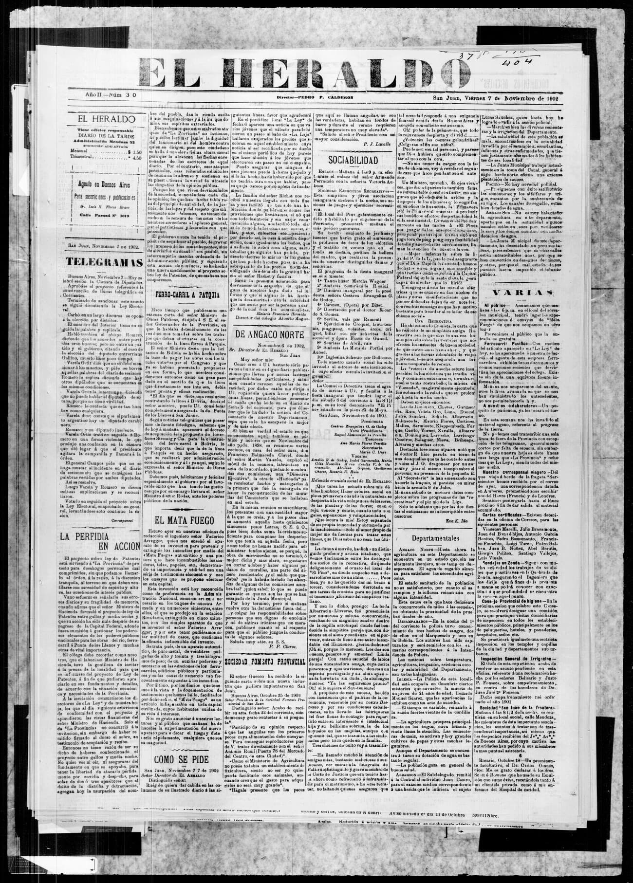 Portada · 7 de Noviembre de 1902