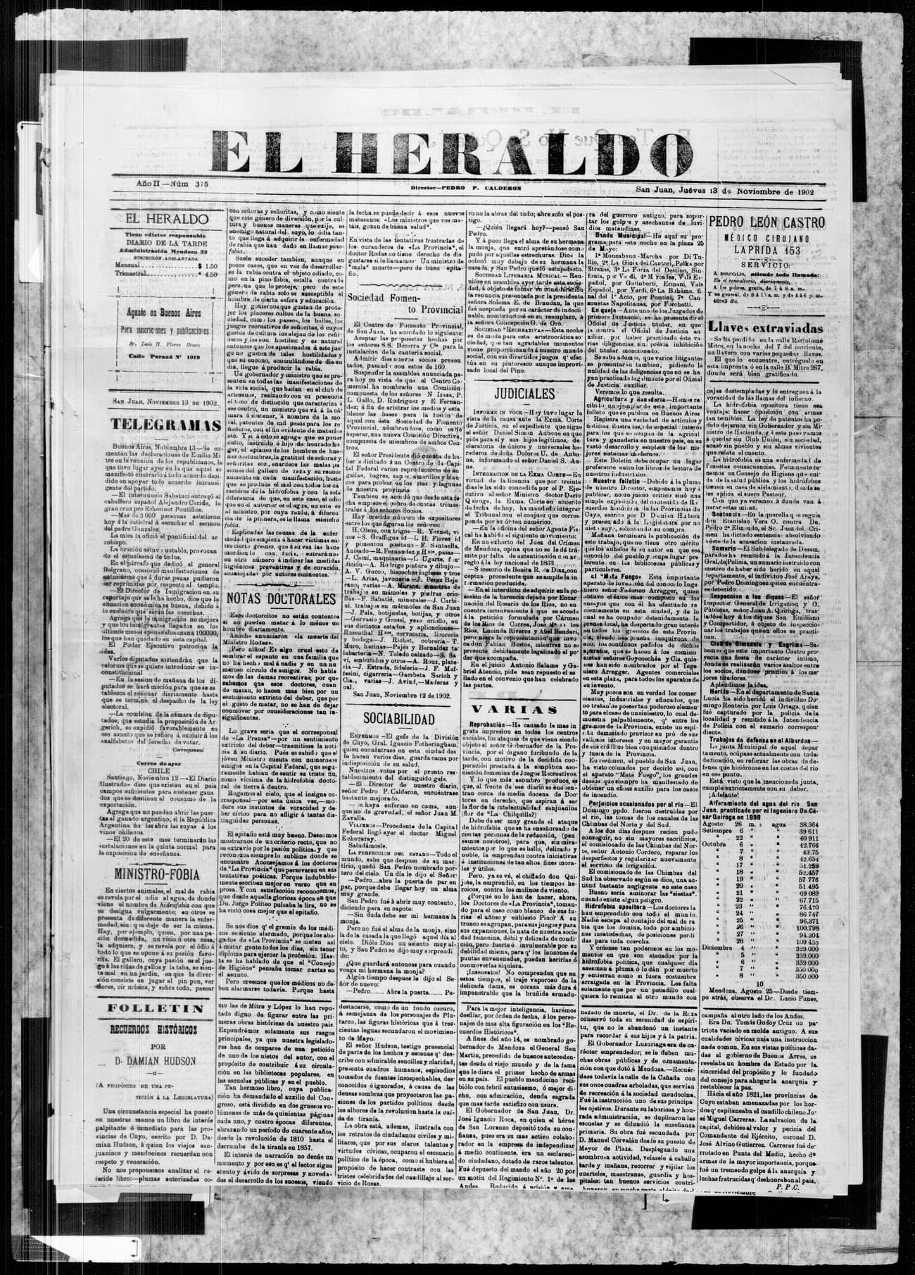 Portada · 13 de Noviembre de 1902