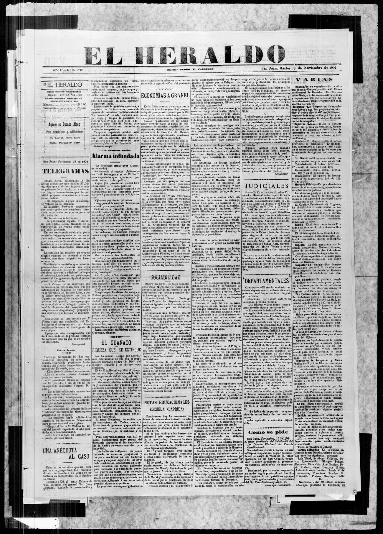 Portada · 18 de Noviembre de 1902