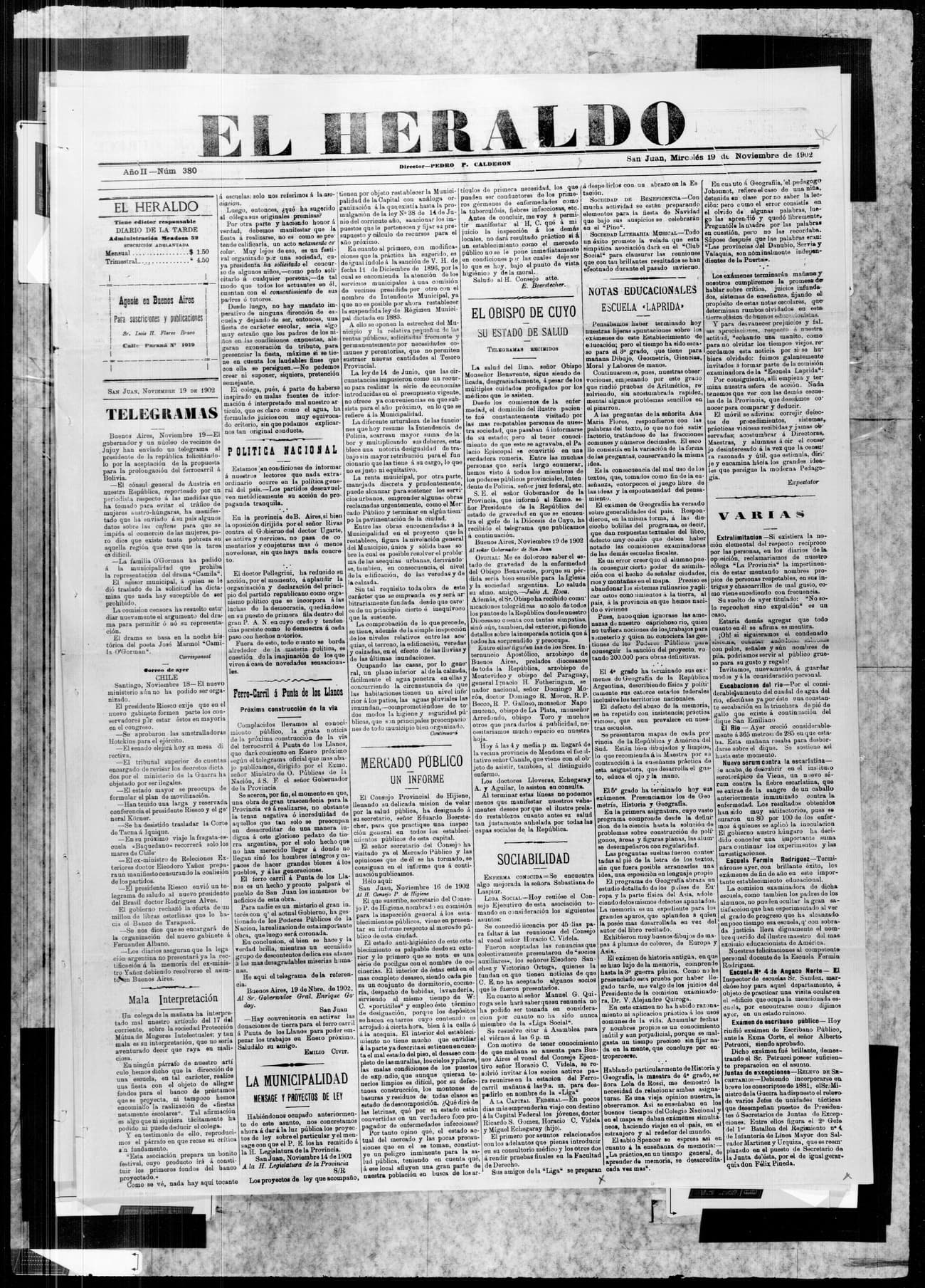 Portada · 19 de Noviembre de 1902