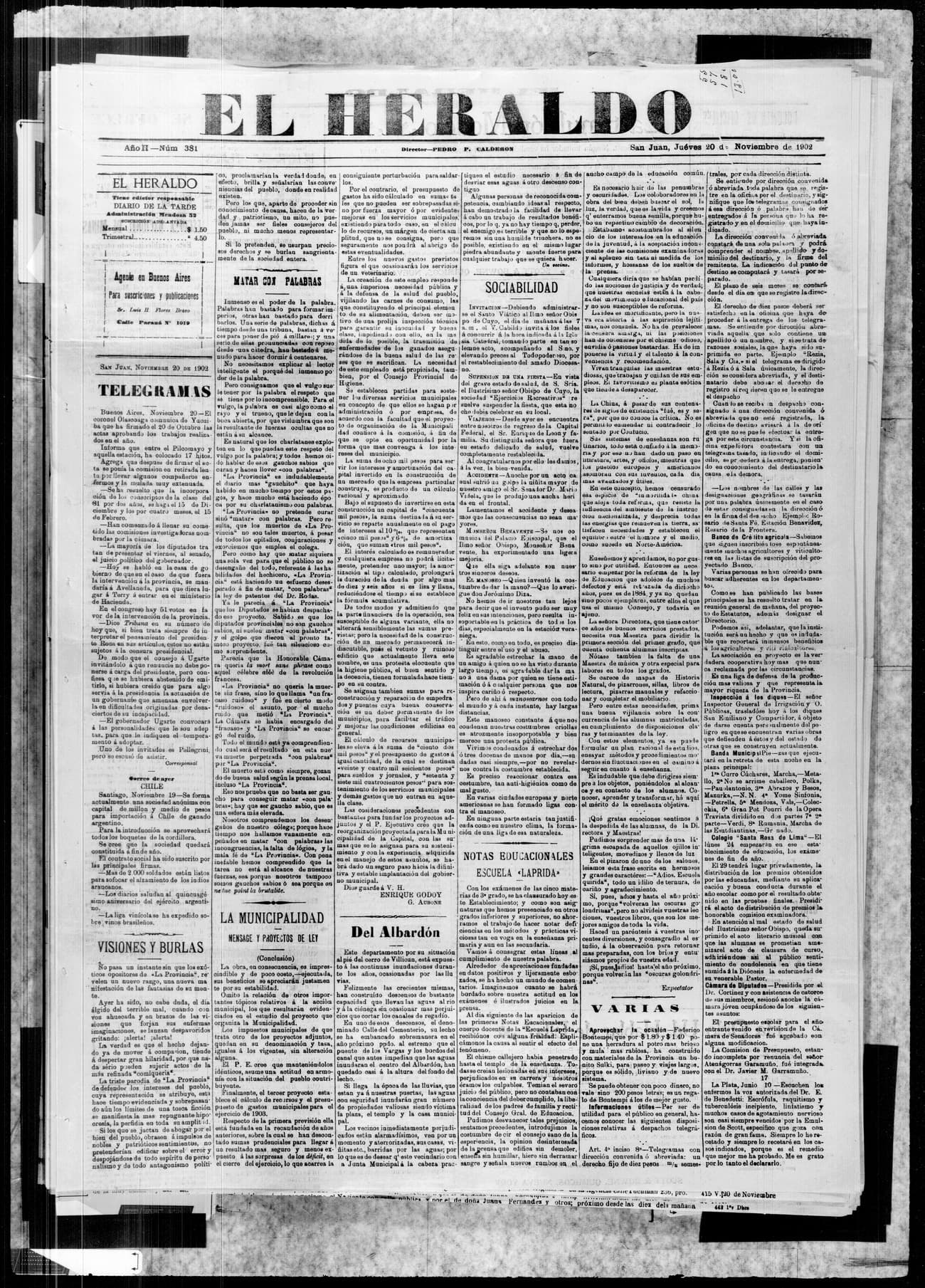 Portada · 20 de Noviembre de 1902