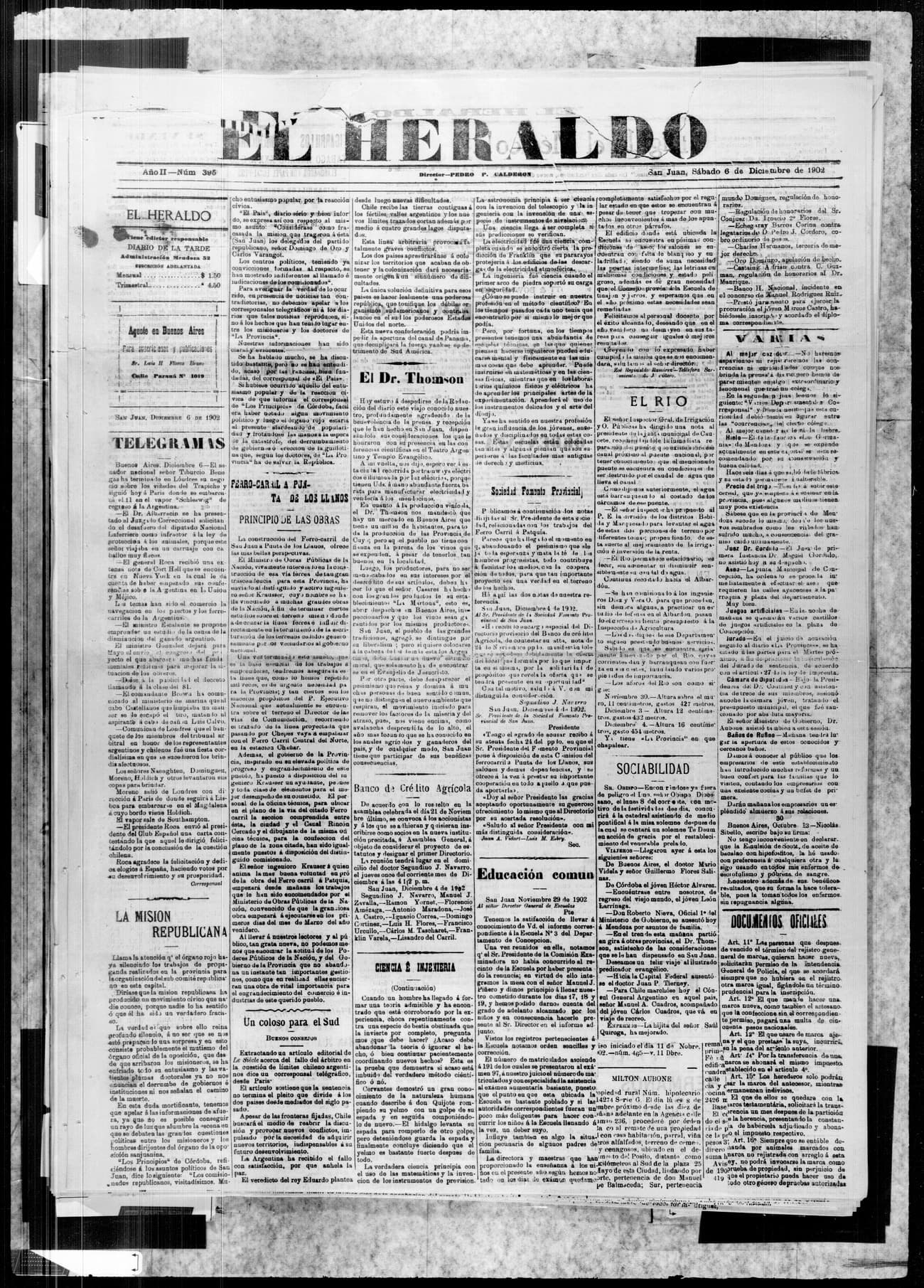 Portada · 6 de Diciembre de 1902