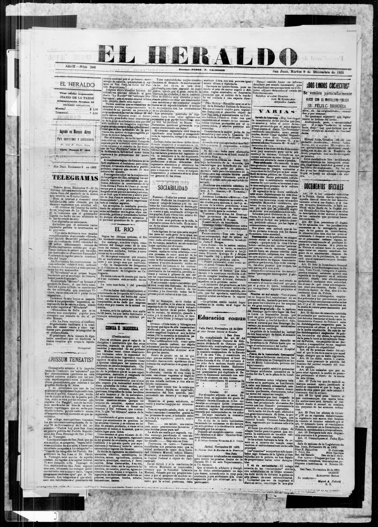 Portada · 9 de Diciembre de 1902
