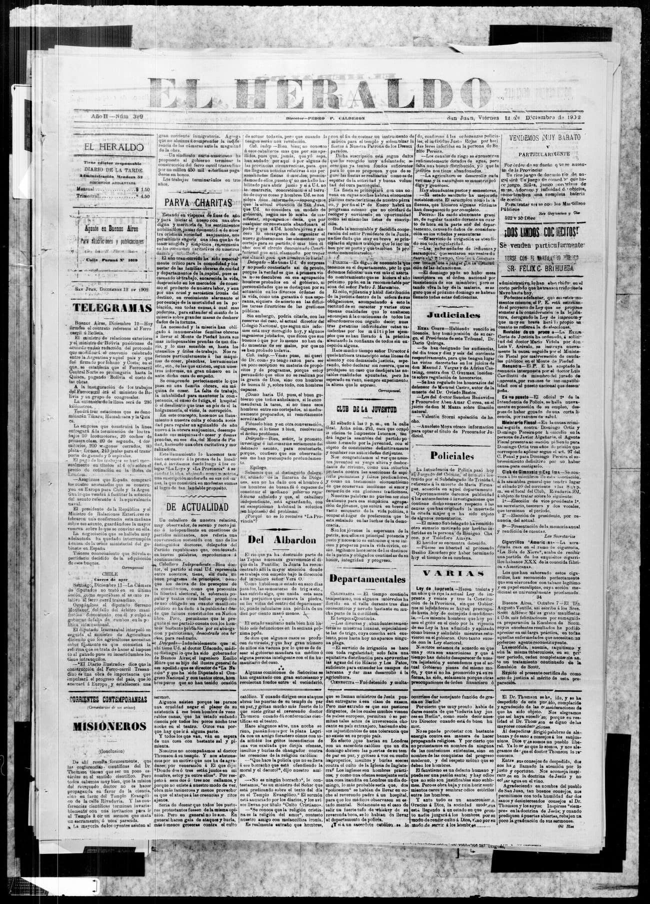 Portada · 12 de Diciembre de 1902