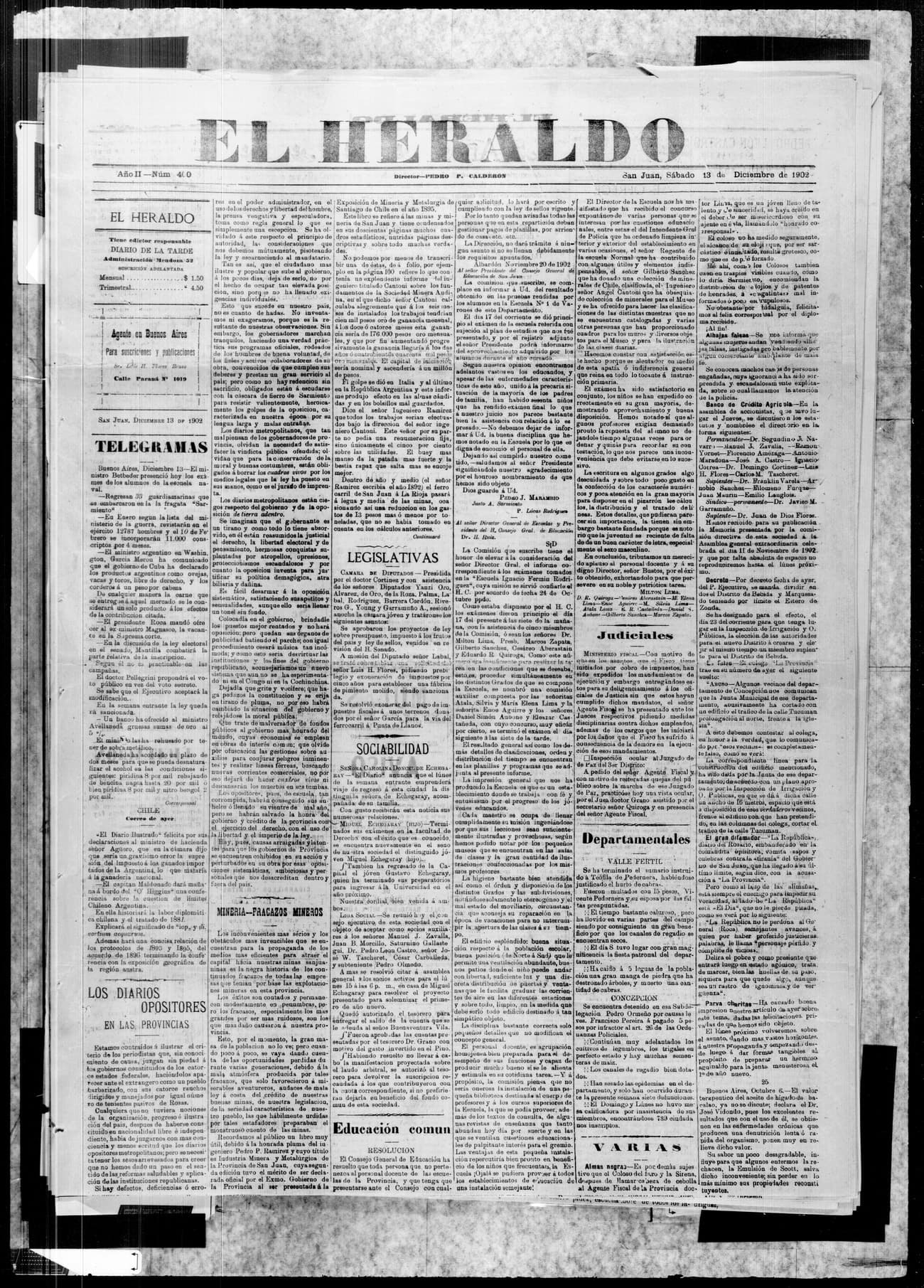 Portada · 13 de Diciembre de 1902