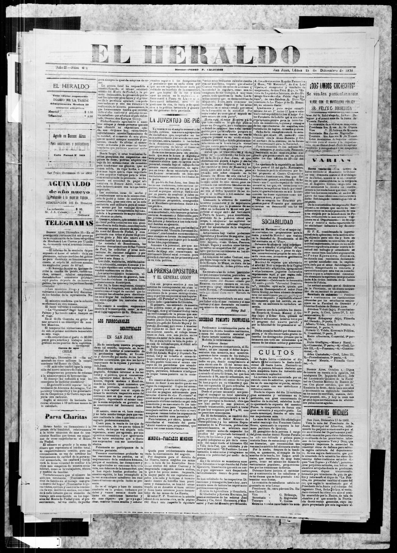 Portada · 15 de Diciembre de 1902