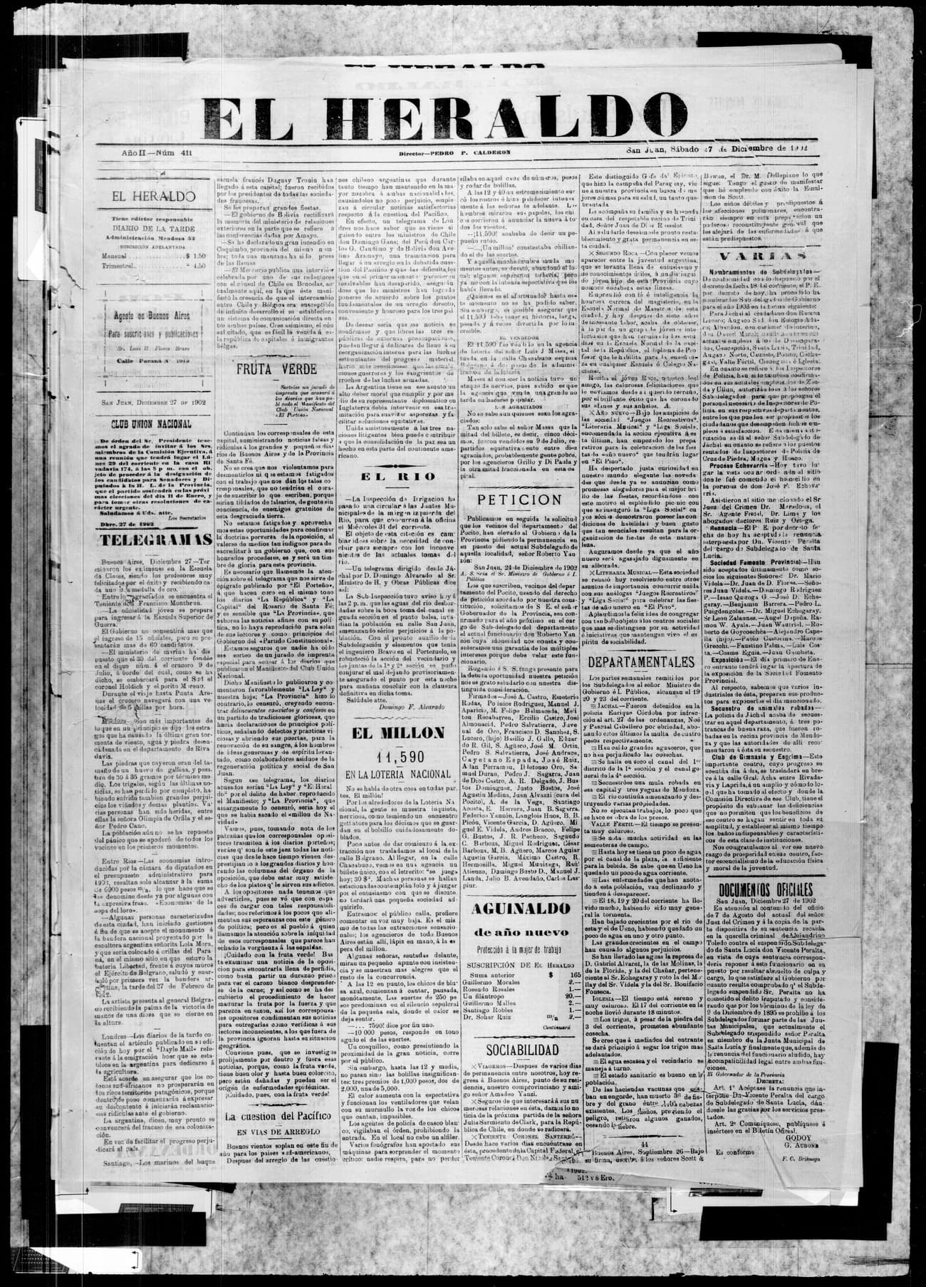 Portada · 27 de Diciembre de 1902