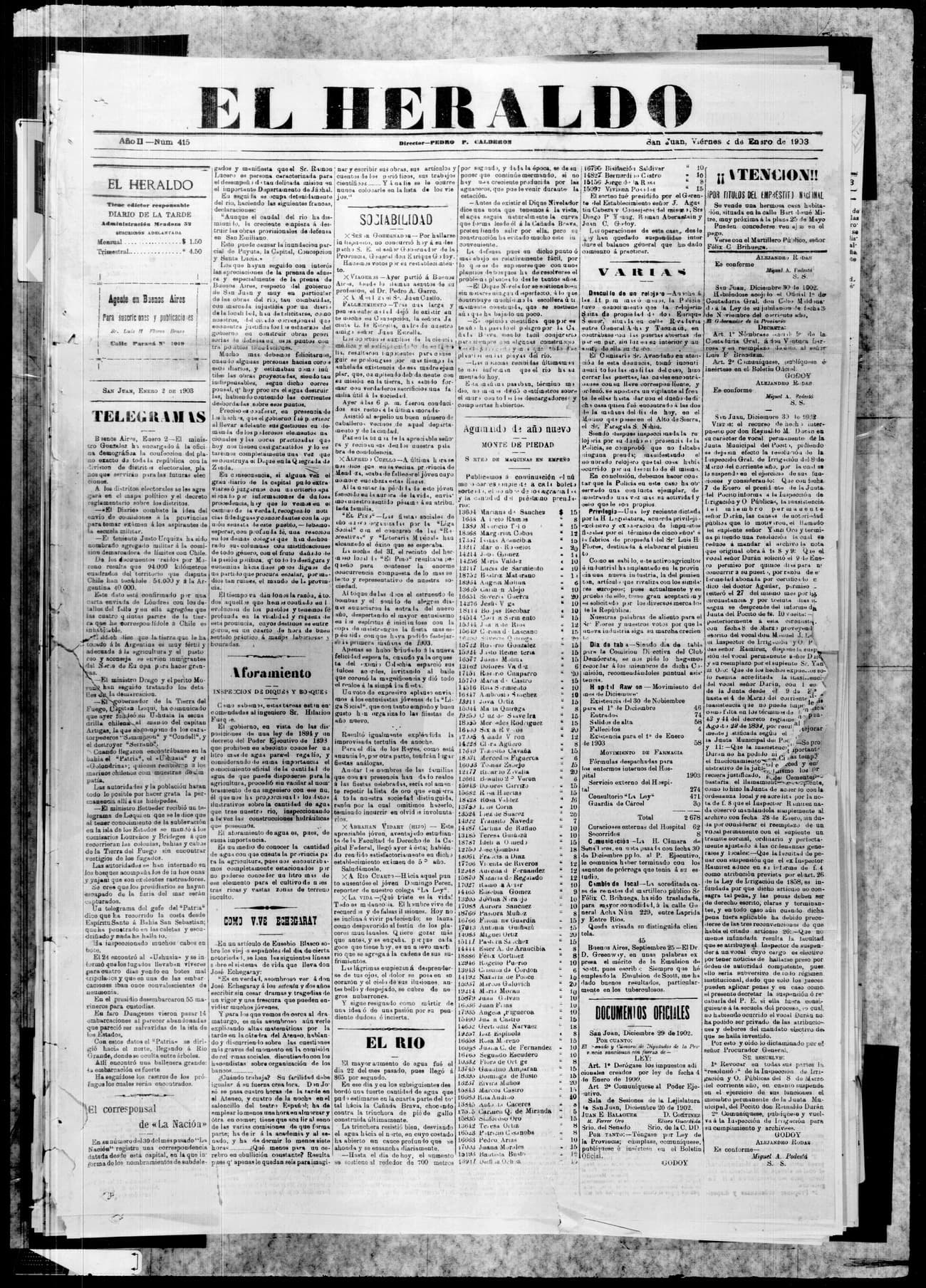 Portada · 2 de Enero de 1903