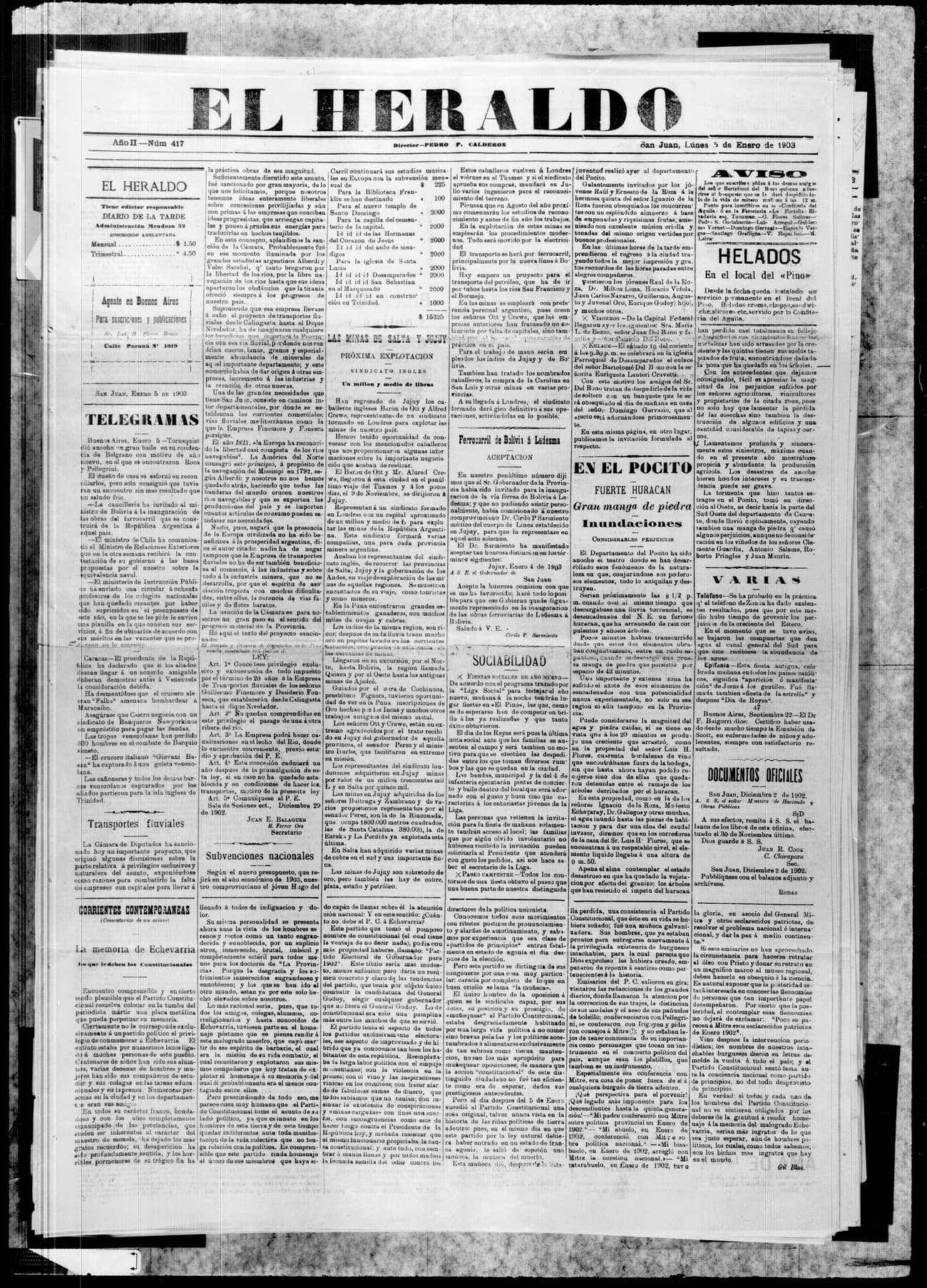 Portada · 5 de Enero de 1903