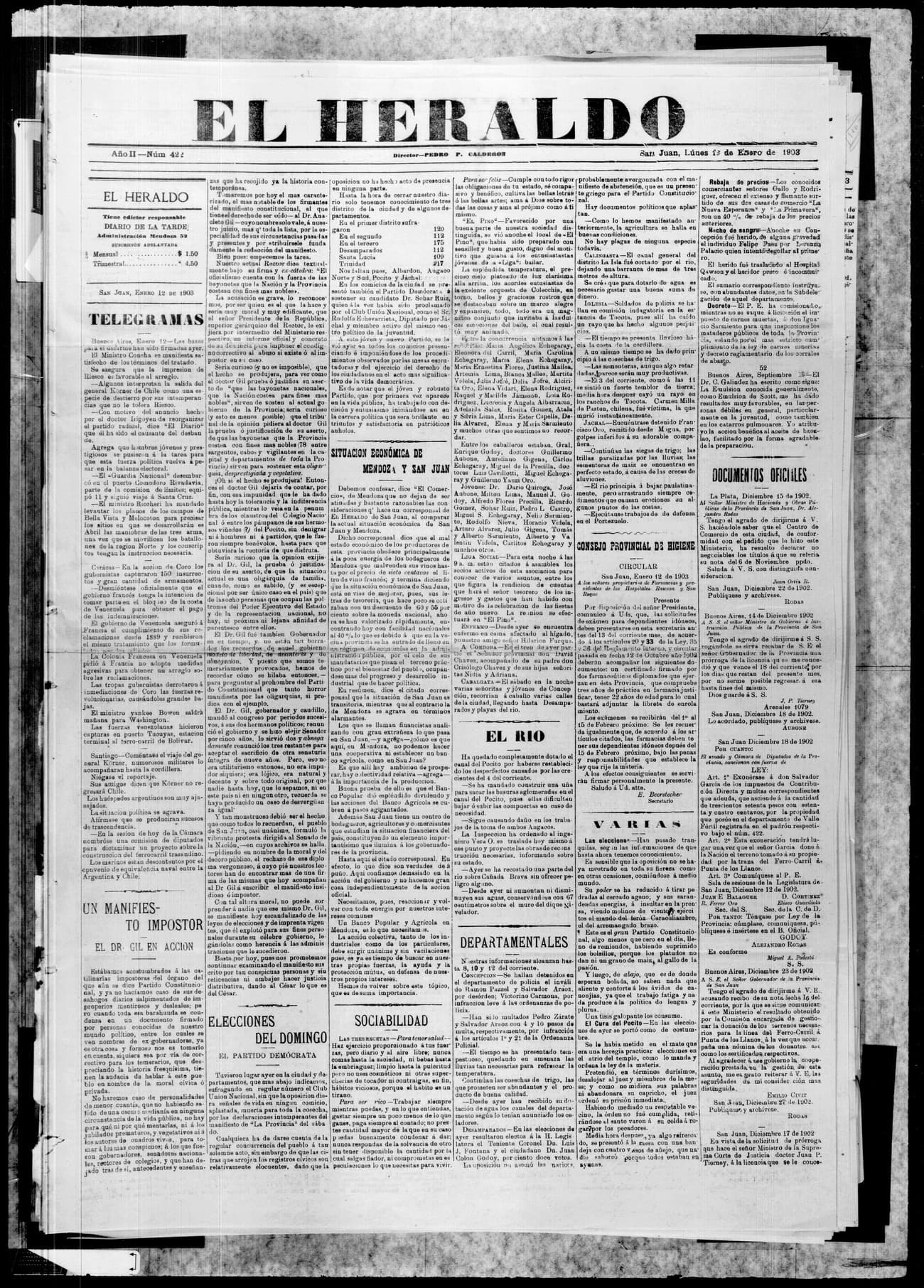 Portada · 13 de Enero de 1903
